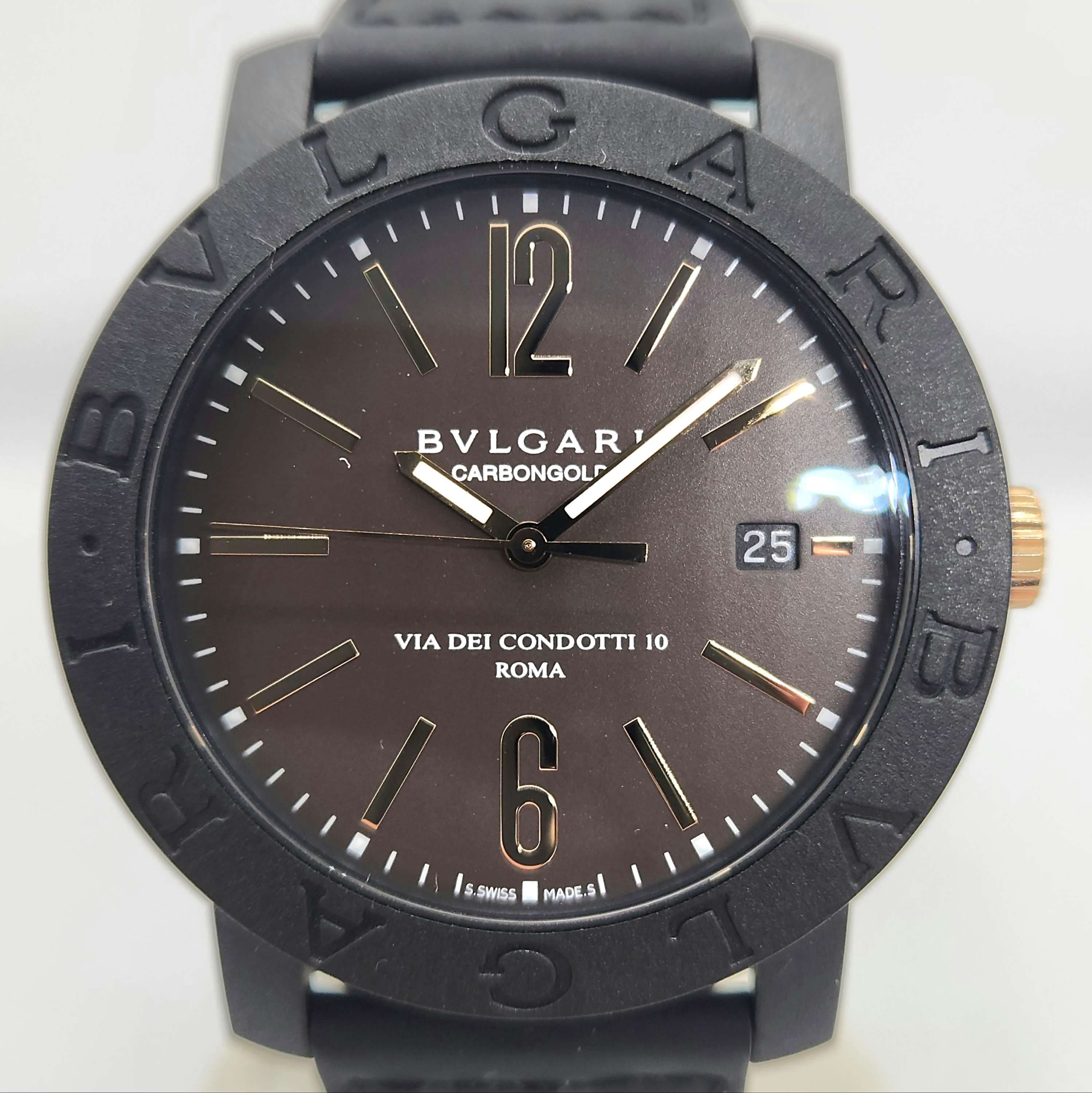 Reloj Bulgari CarbonGold carbono y oro rosa con fecha en Joyería Recoleta