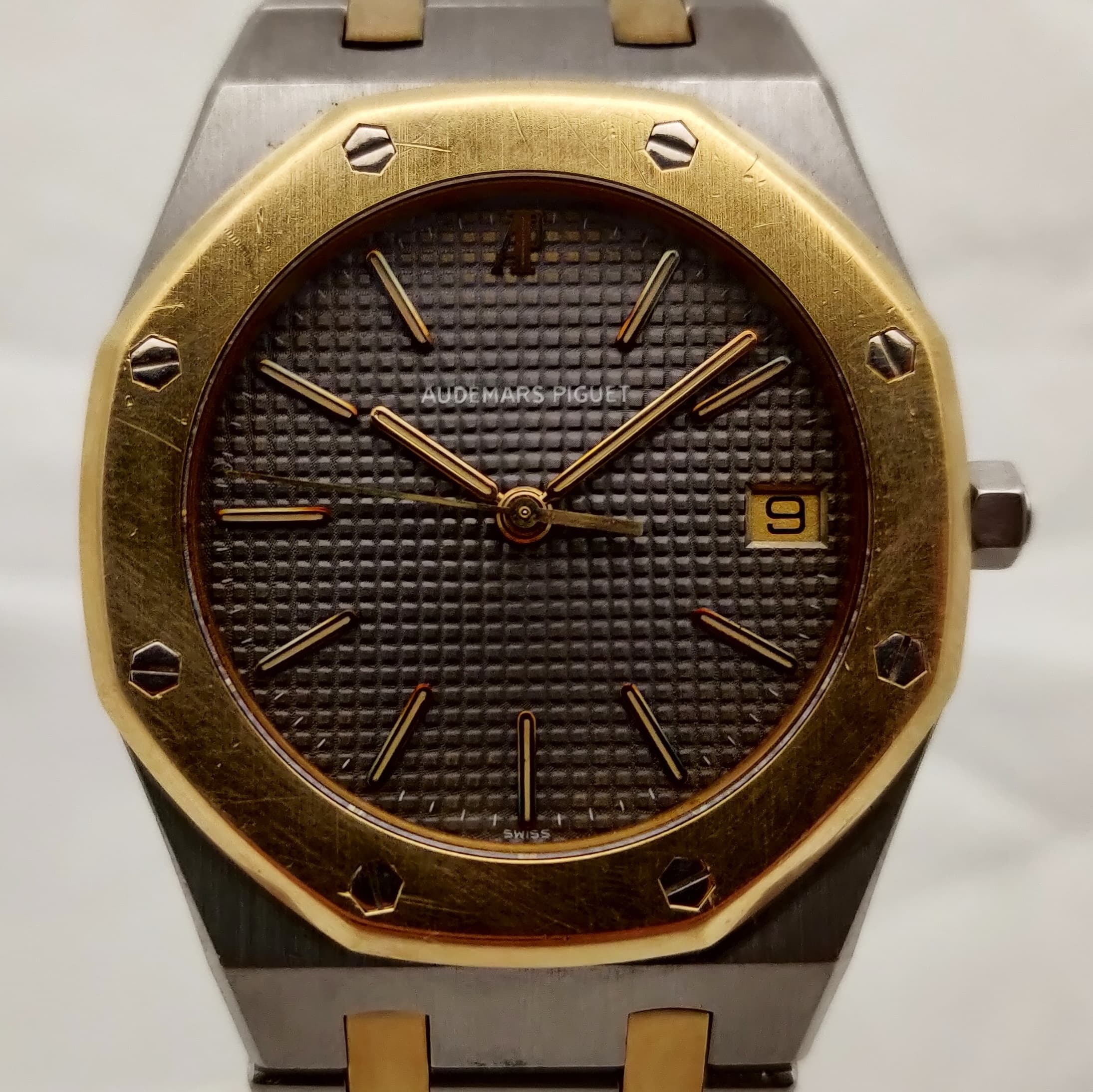Reloj Audemars Piguet Royal Oak combinado acero y oro amarillo con dial gris tapisserie en Joyería Recoleta