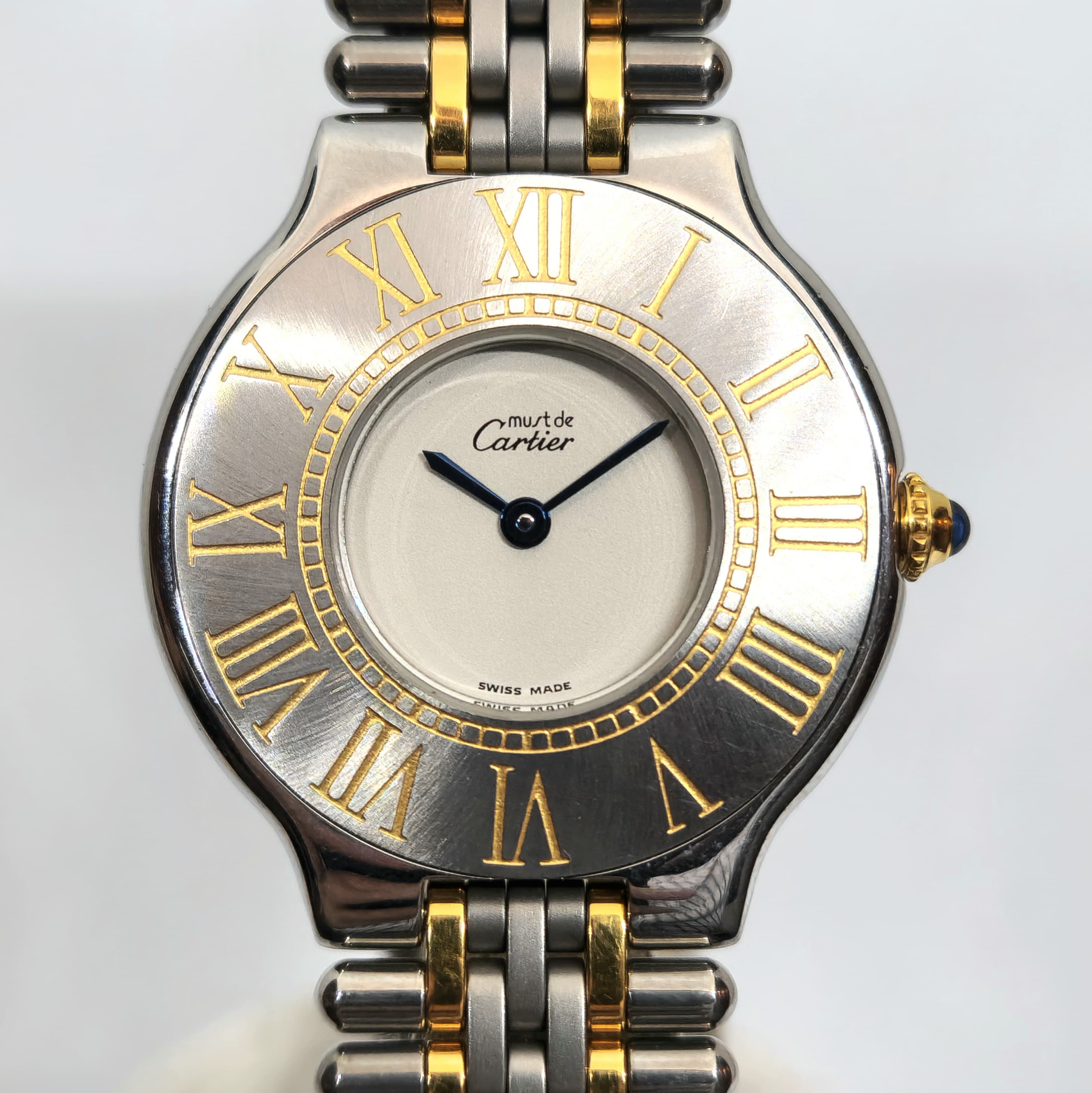 Reloj Must de Cartier 21 acero y oro amarillo con números romanos dorados en Joyería Recoleta