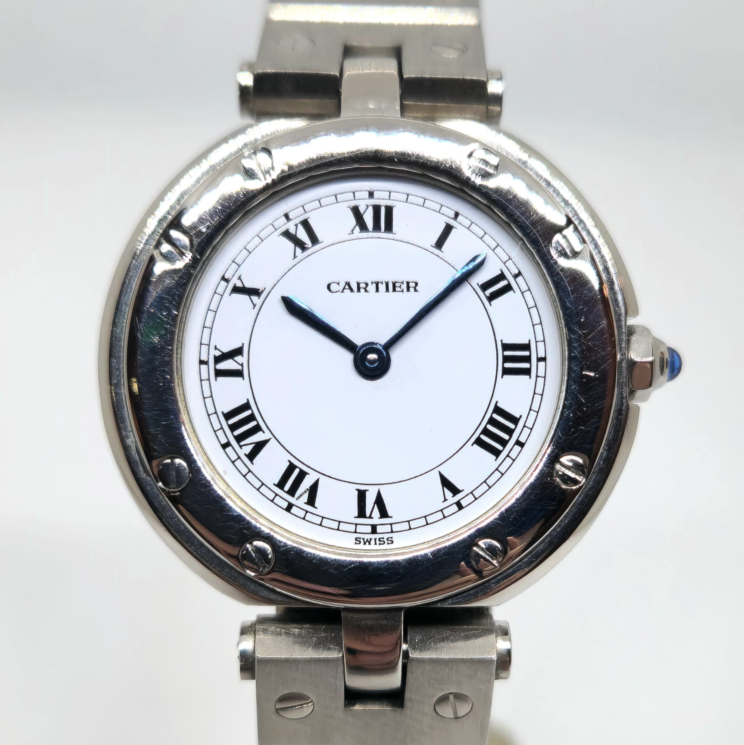 Reloj Cartier Santos Vendome dama acero inoxidable esfera blanca romana en Joyería Recoleta