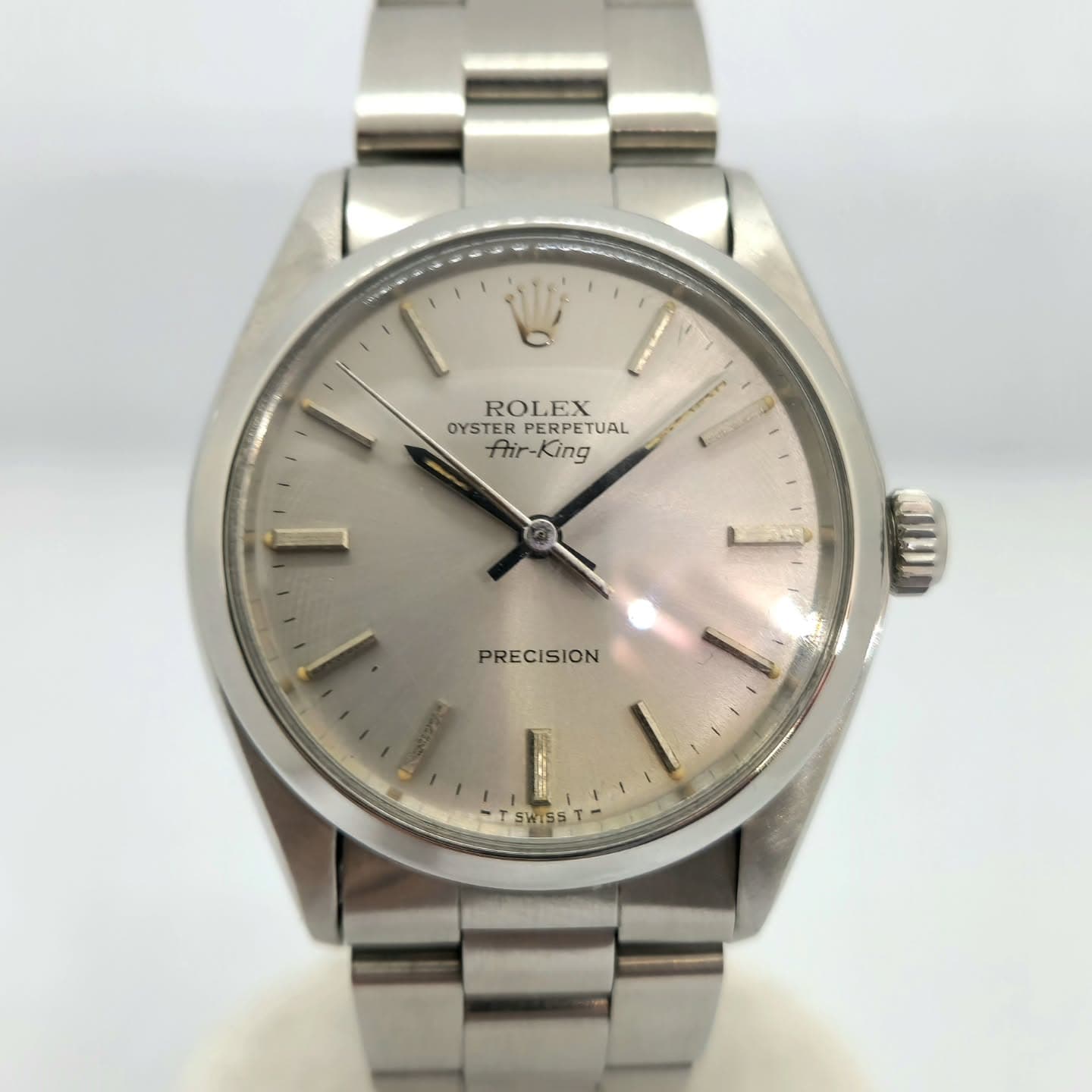 Reloj Rolex Air-King ref. 5500 acero inoxidable esfera plateada soleil en Joyería Recoleta