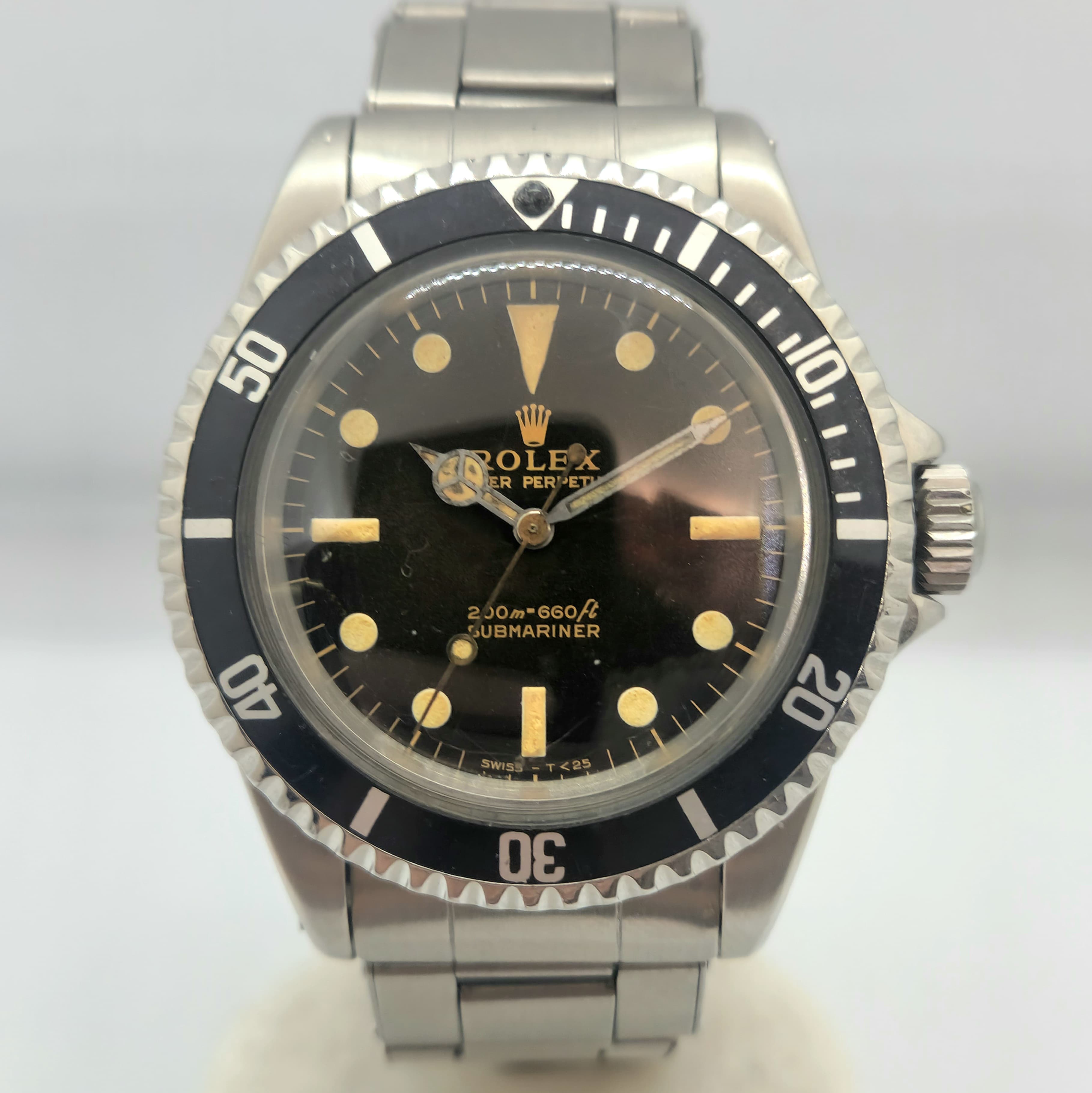 Reloj Rolex Submariner ref. 5513 acero inoxidable esfera negra tropical patinada en Joyería Recoleta