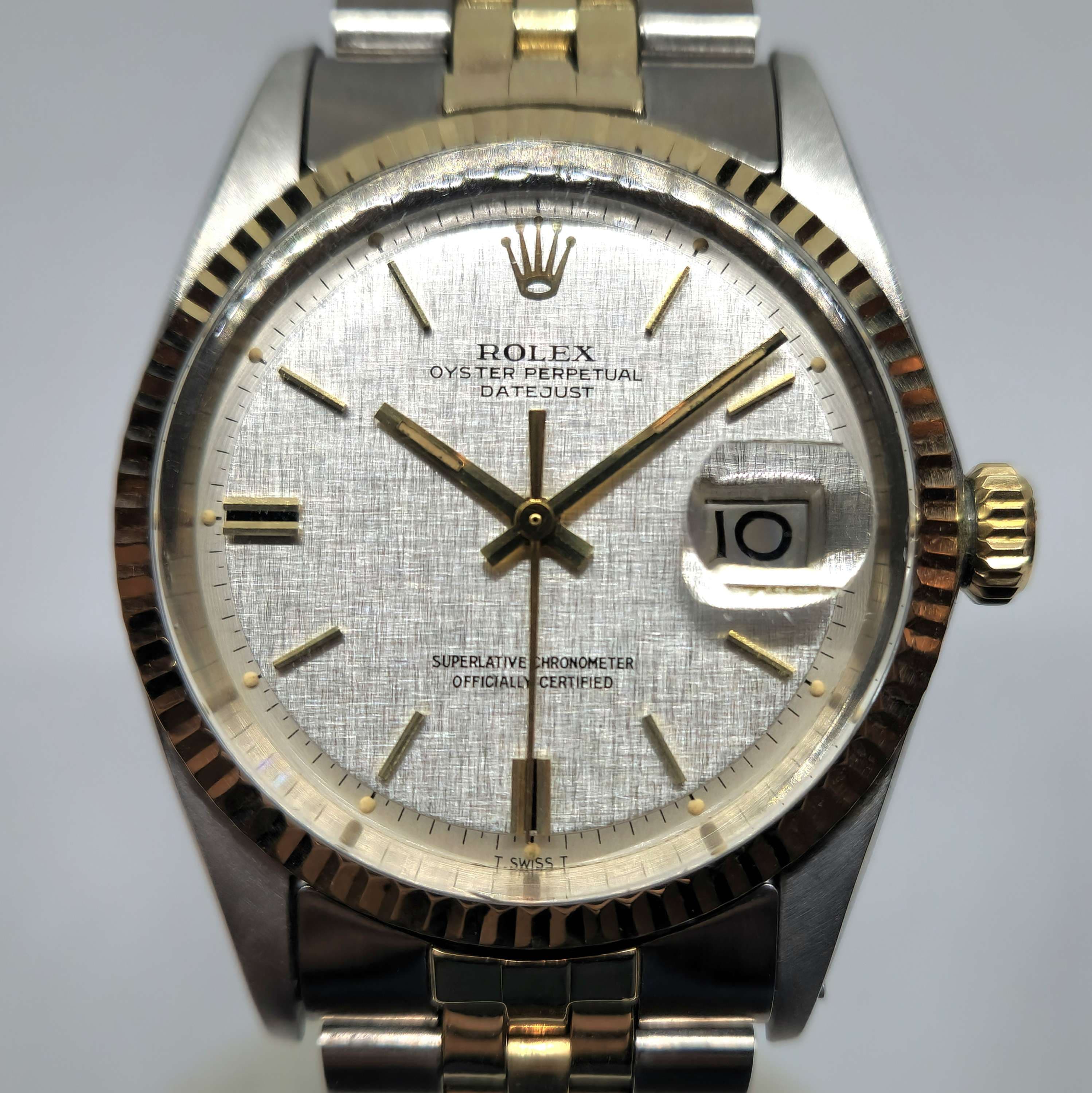 Reloj Rolex Datejust ref. 1603 bicolor acero y oro amarillo con esfera linen en Joyería Recoleta.