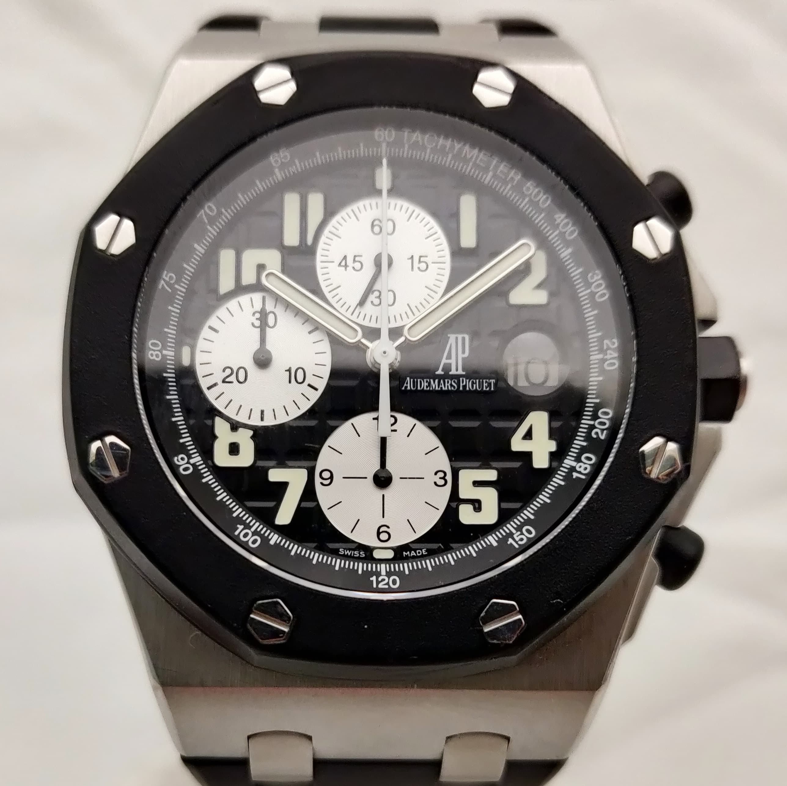 Reloj Audemars Piguet Royal Oak Offshore acero negro con cronógrafo taquímetro en Joyería Recoleta
