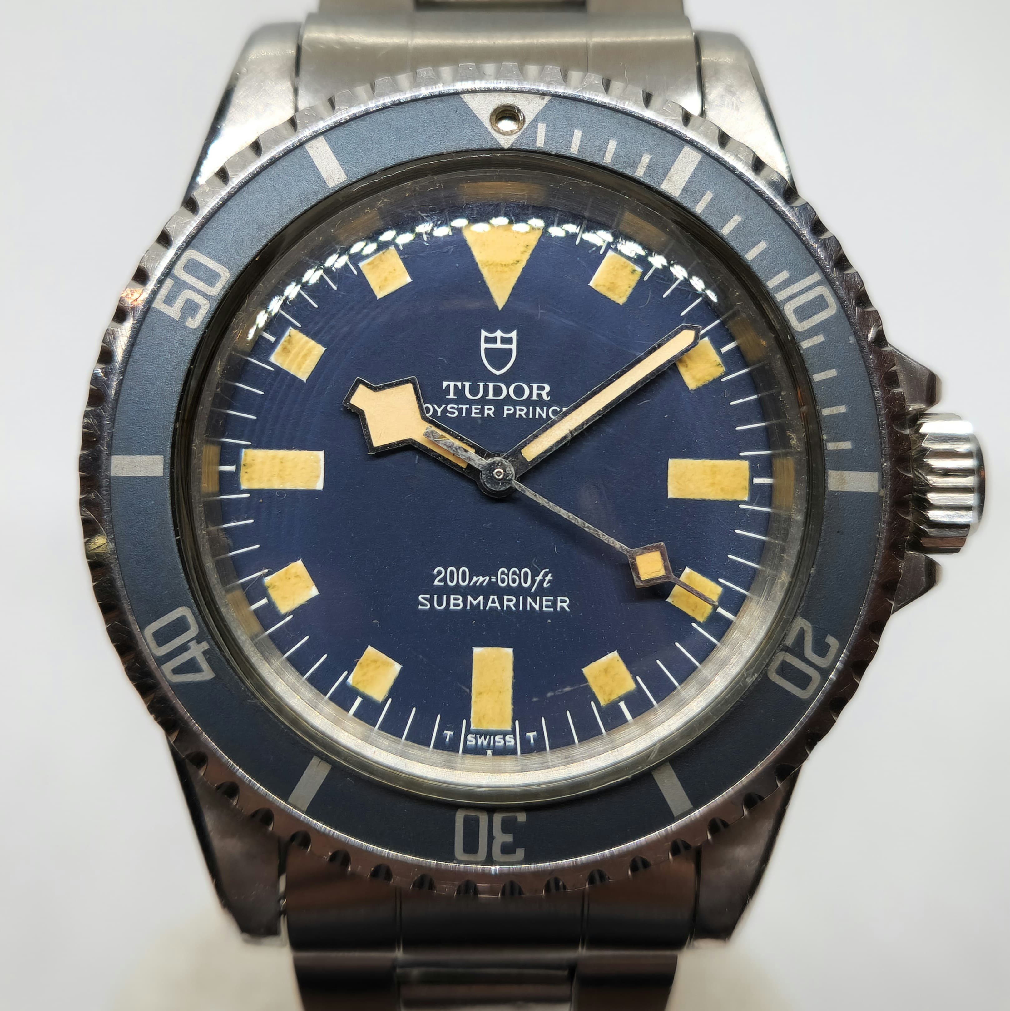 Reloj Tudor Submariner acero azul índices snowflake dorados vintage en Joyería Recoleta