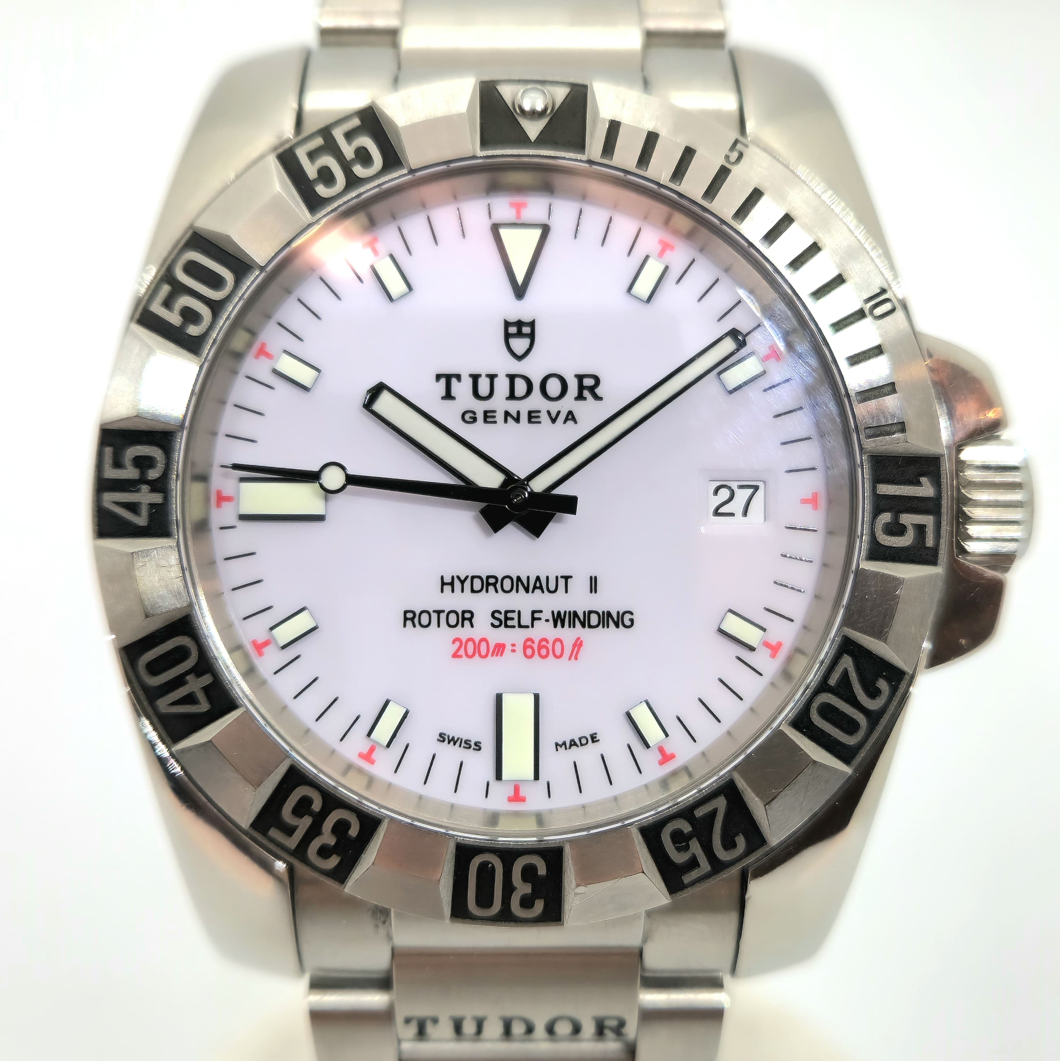 Reloj Tudor Hydronaut II acero inoxidable esfera blanca bisel giratorio en Joyería Recoleta