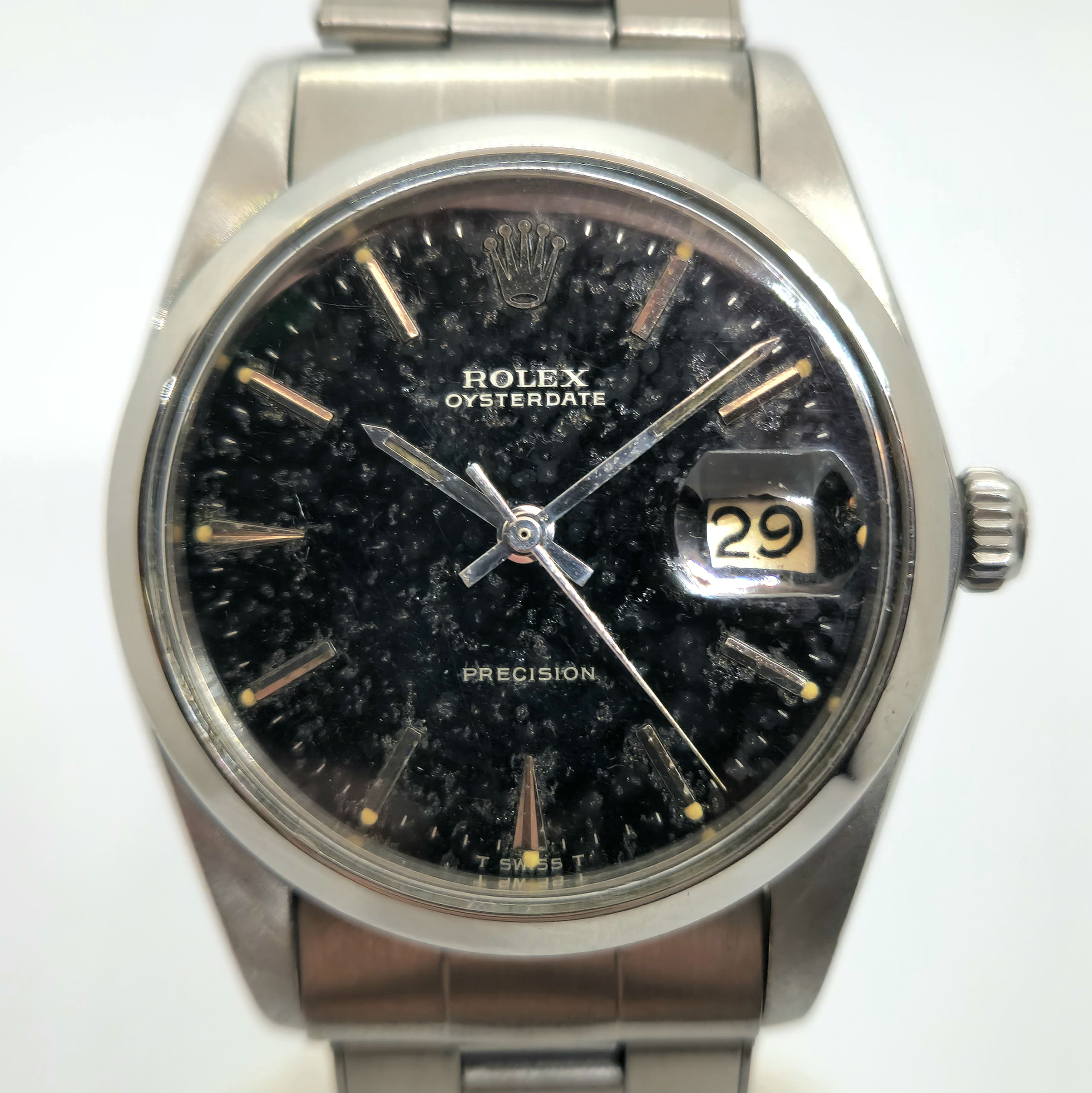 Reloj Rolex OysterDate Precision acero inoxidable esfera negra texturada fecha en Joyería Recoleta