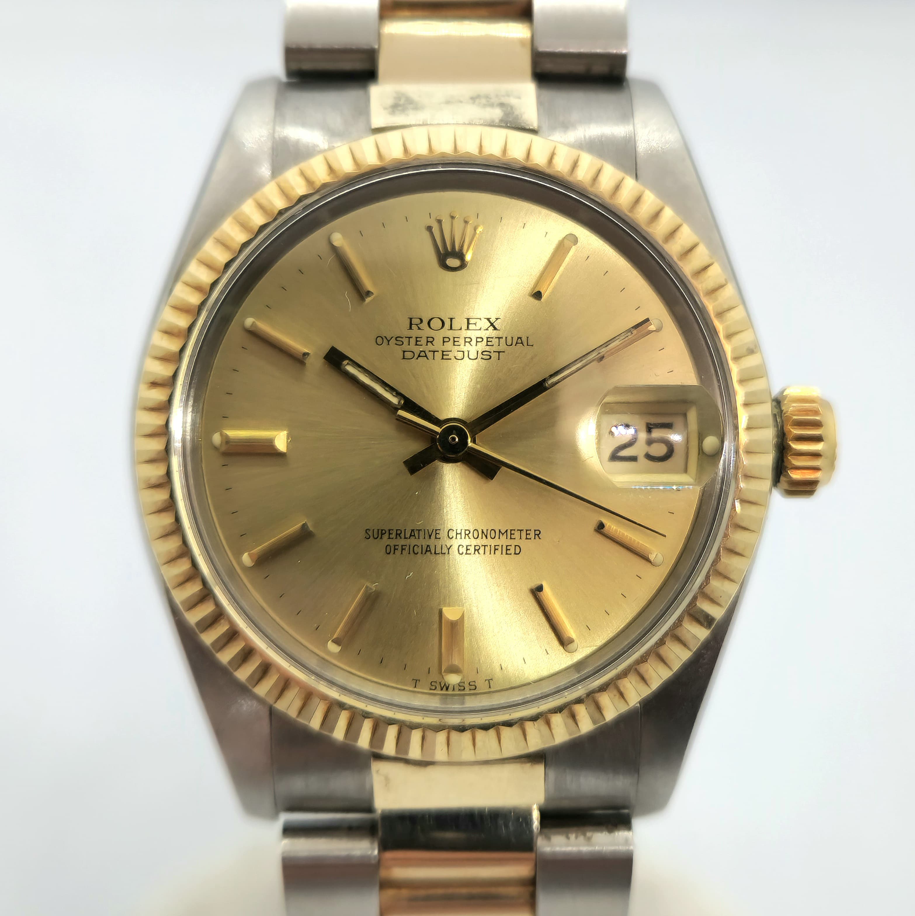 Reloj Rolex Datejust bicolor acero y oro amarillo esfera champagne fecha 25 en Joyería Recoleta