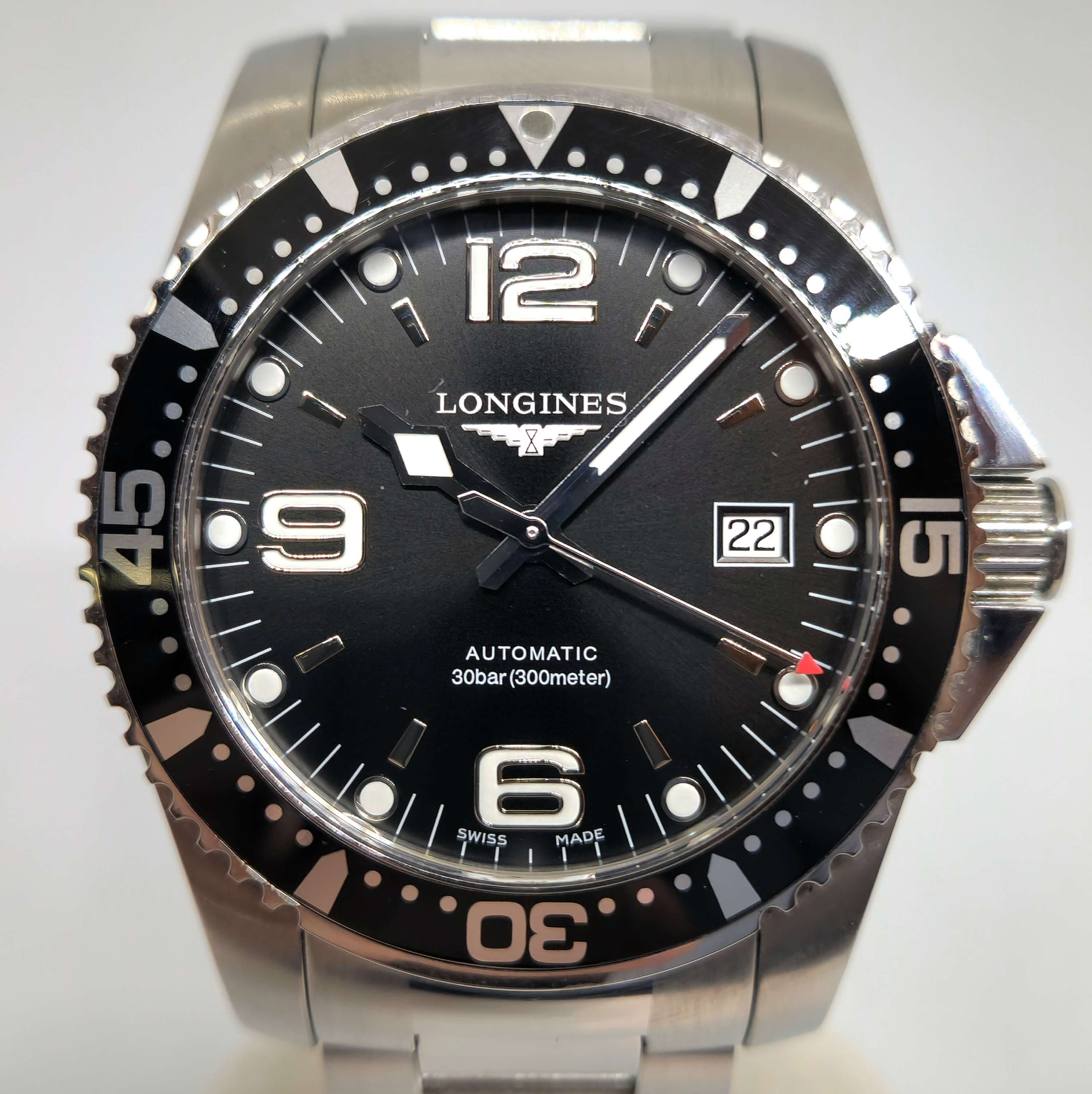 Reloj Longines Conquest Automático acero inoxidable bisel cerámico negro 300m en Joyería Recoleta