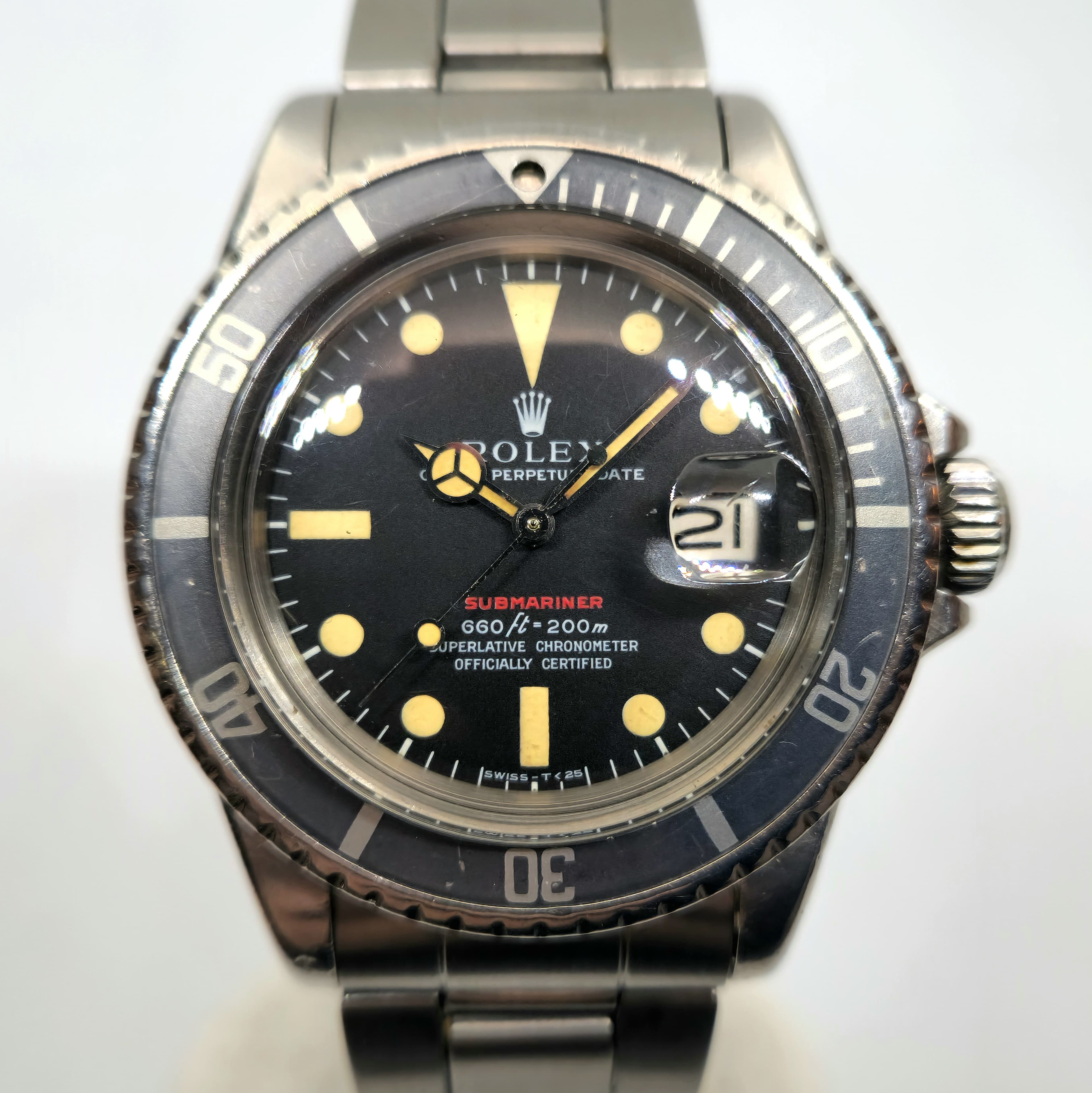 Reloj Rolex Submariner ref. 1680 acero inoxidable dial negro índices tropicales en Joyería Recoleta