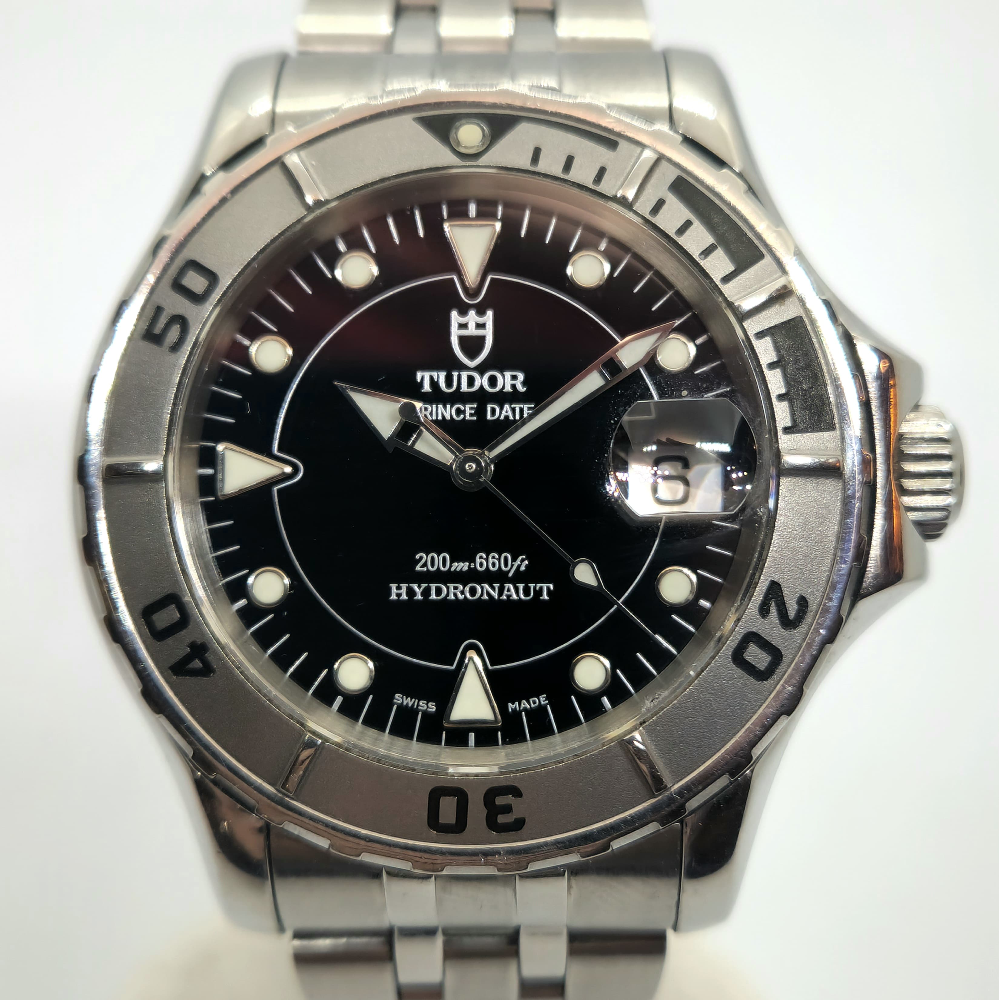 Reloj Tudor Prince Date Hydronaut acero inoxidable con bisel giratorio y esfera negra en Joyería Recoleta