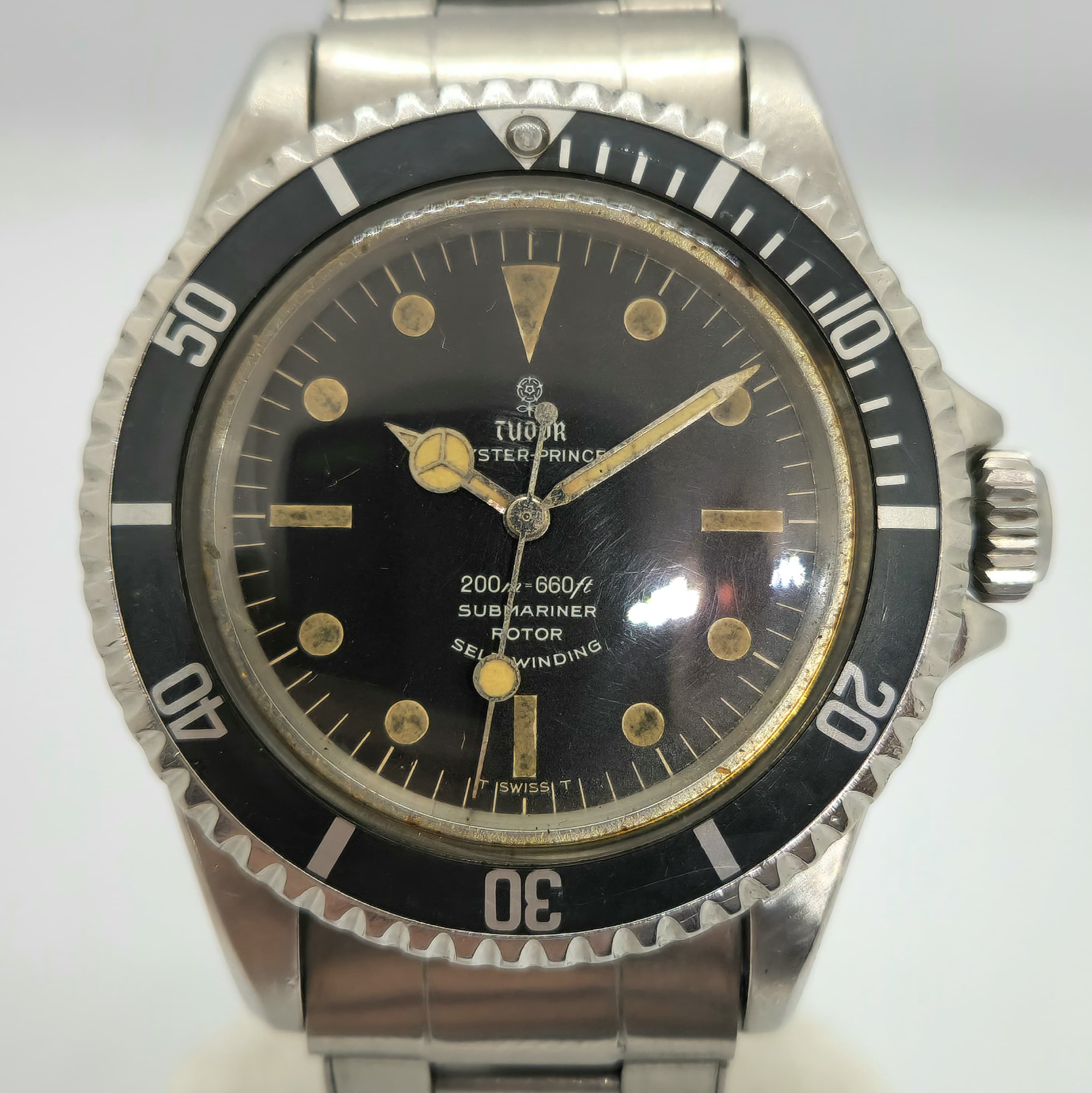 Reloj Tudor Oyster Prince Submariner vintage acero con esfera negra tropical en Joyería Recoleta