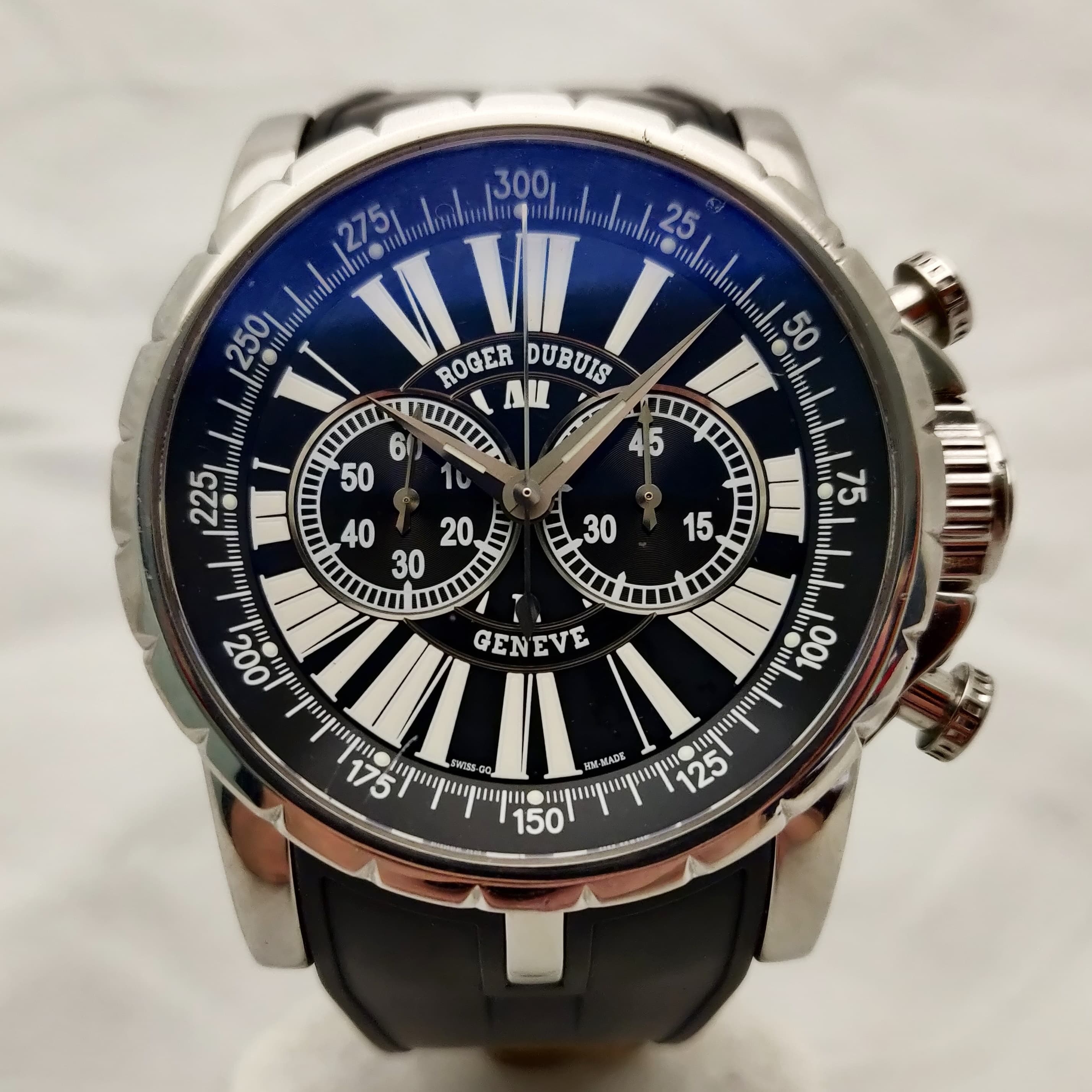 Reloj Roger Dubuis Excalibur Chronograph en acero con esfera azul y subdiales cronógrafo en Joyería Recoleta