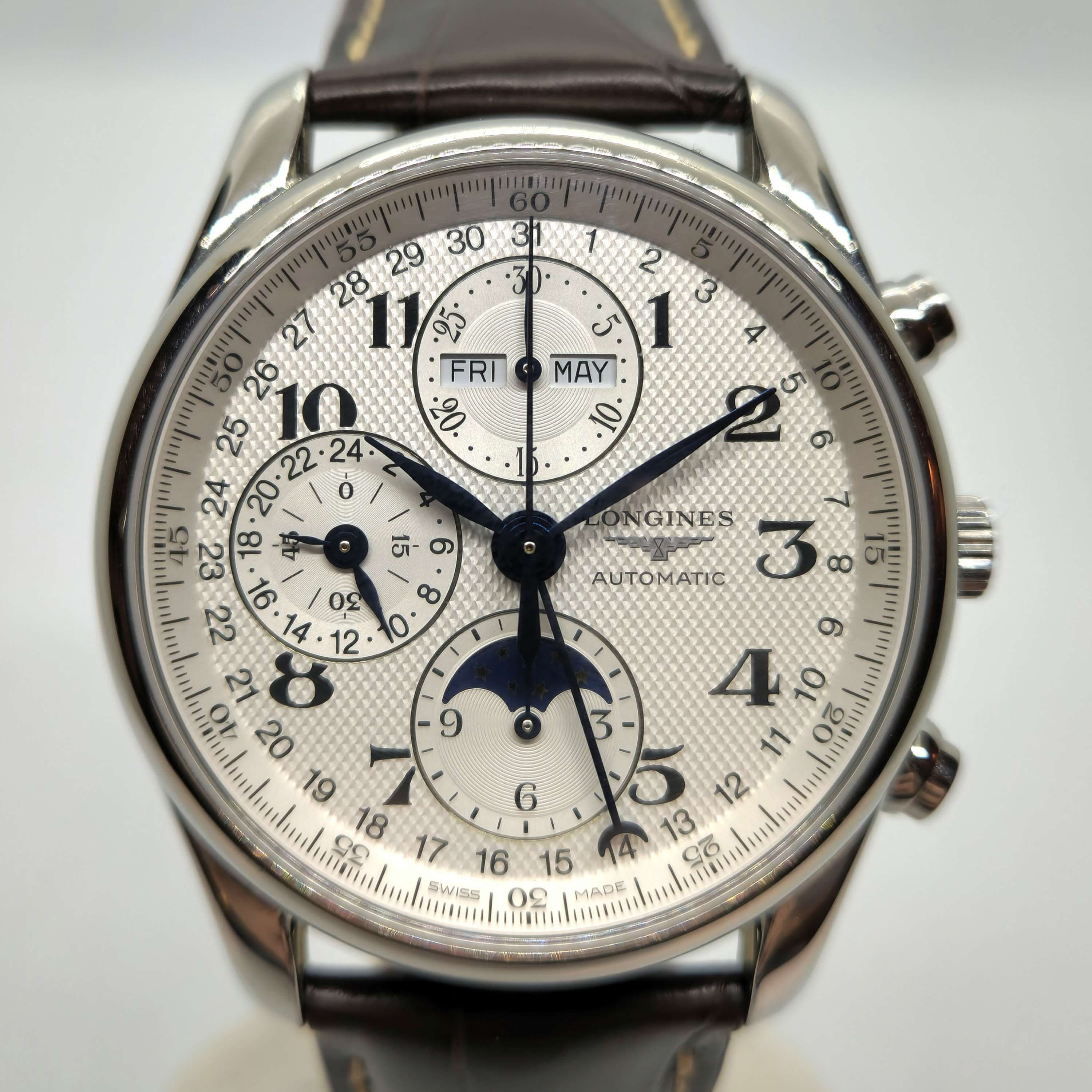 Reloj Longines Master Collection cronógrafo automático acero con fase lunar en Joyería Recoleta