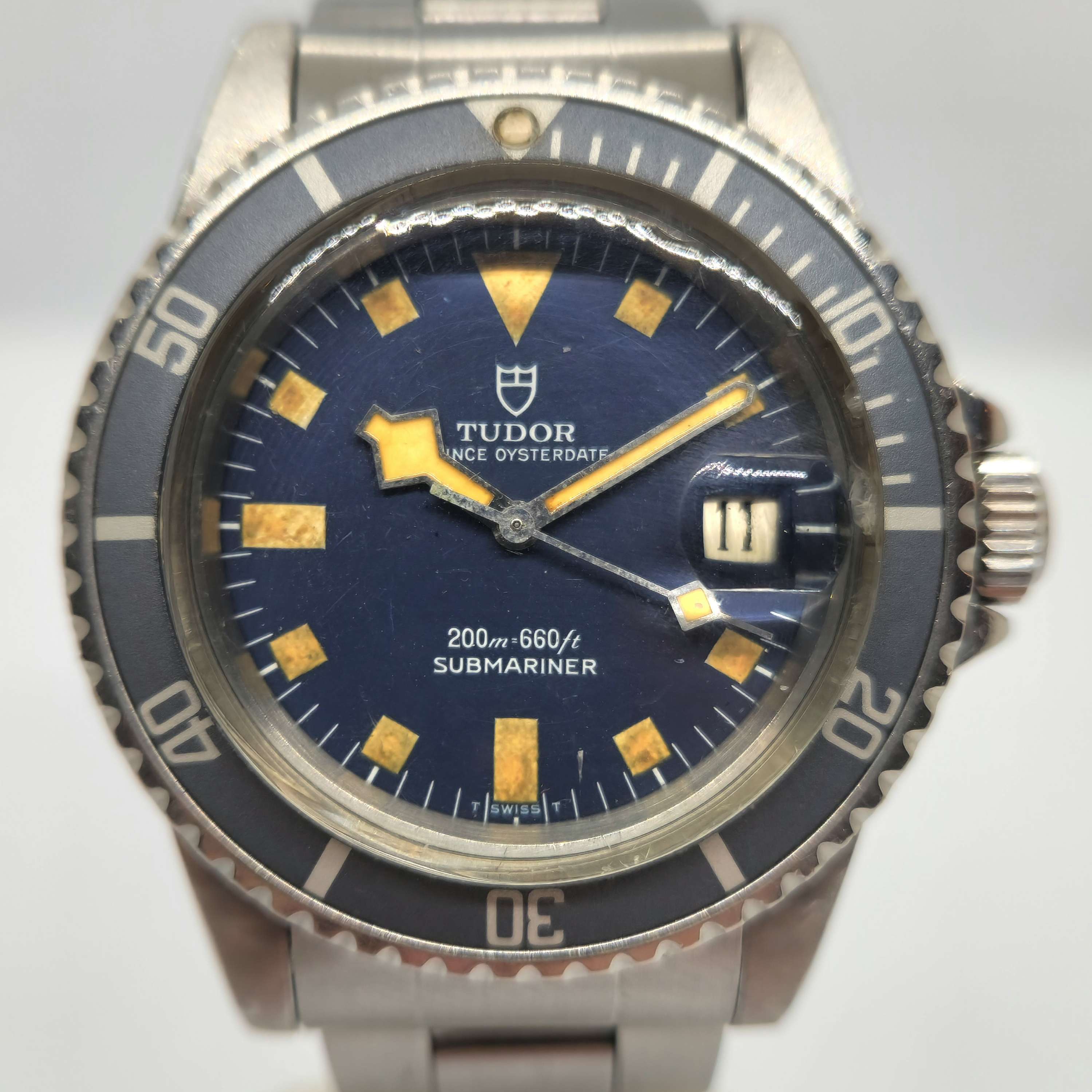 Reloj Tudor Submariner acero azul agujas snowflake doradas vintage en Joyería Recoleta