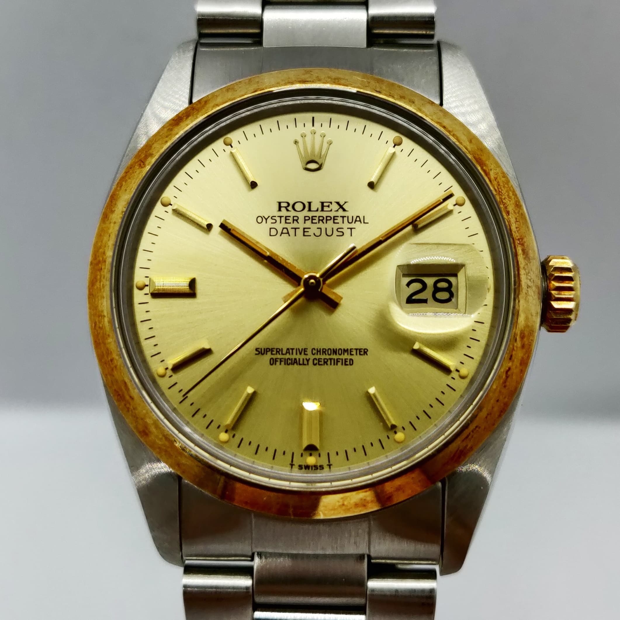 Reloj Rolex Datejust ref. 16003 bicolor acero y oro amarillo con esfera champagne en Joyería Recoleta