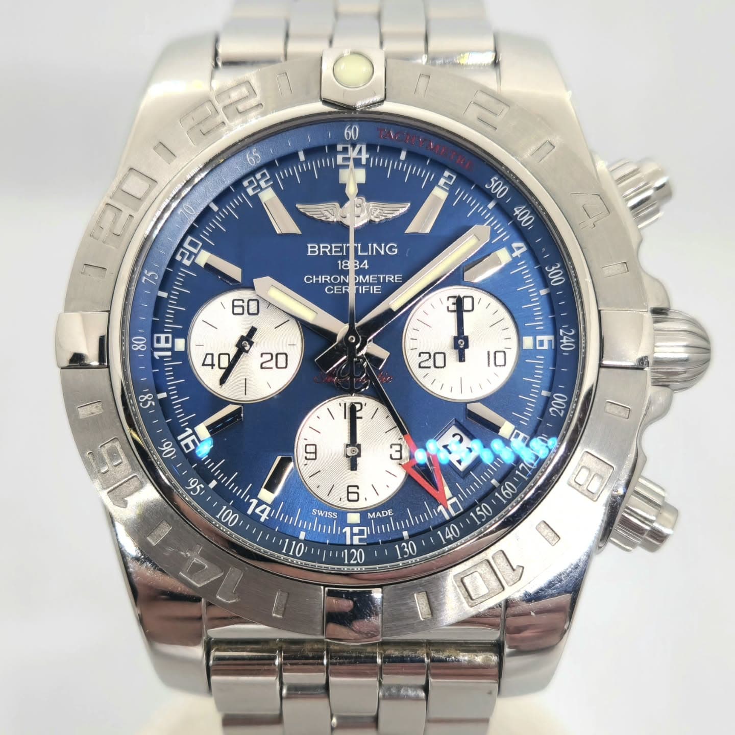 Reloj Breitling Chronomat GMT acero inoxidable esfera azul cronógrafo taquímetro en Joyería Recoleta