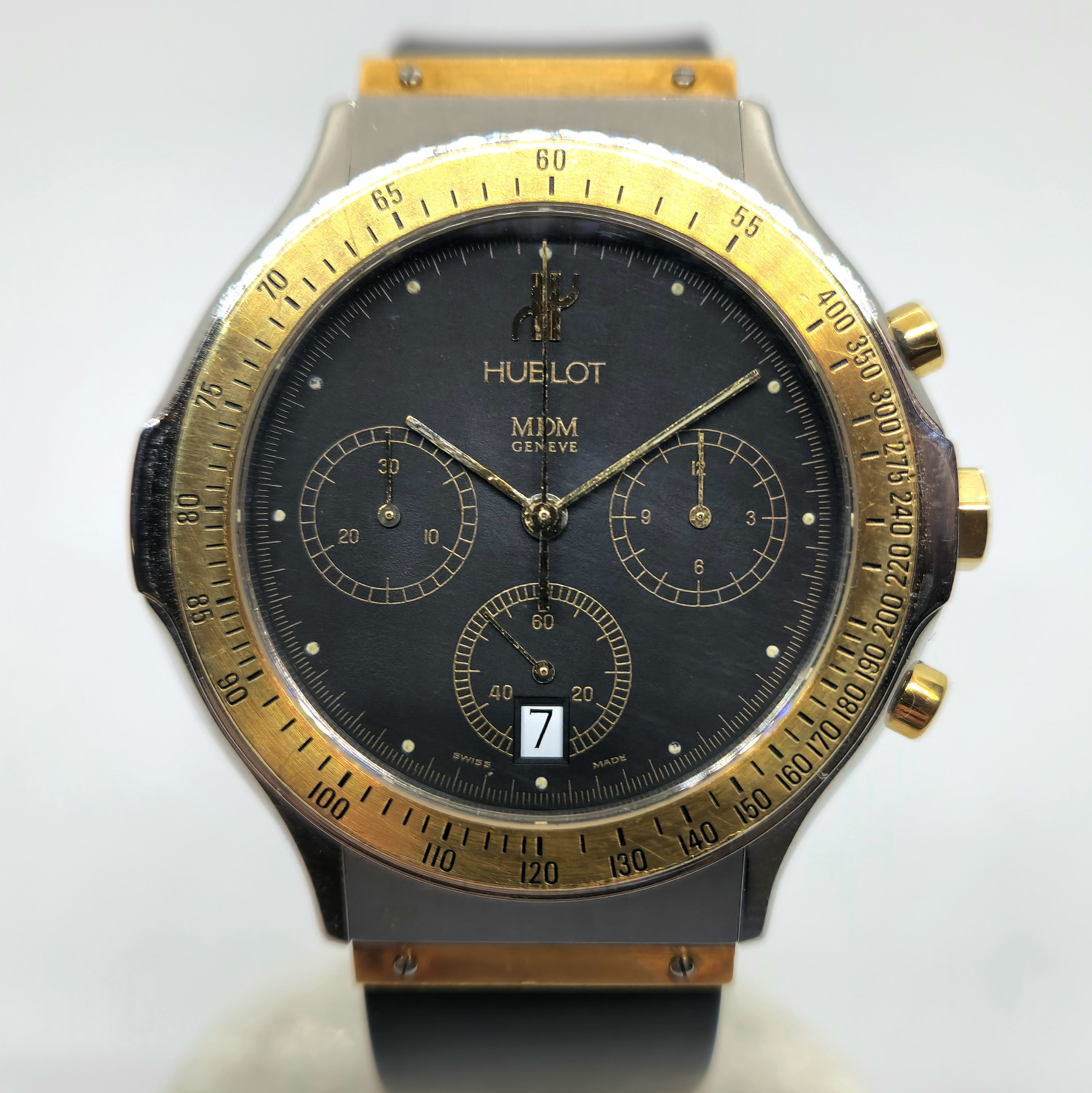 Reloj cronógrafo Hublot MDM Genève acero y oro amarillo con esfera negra en Joyería Recoleta