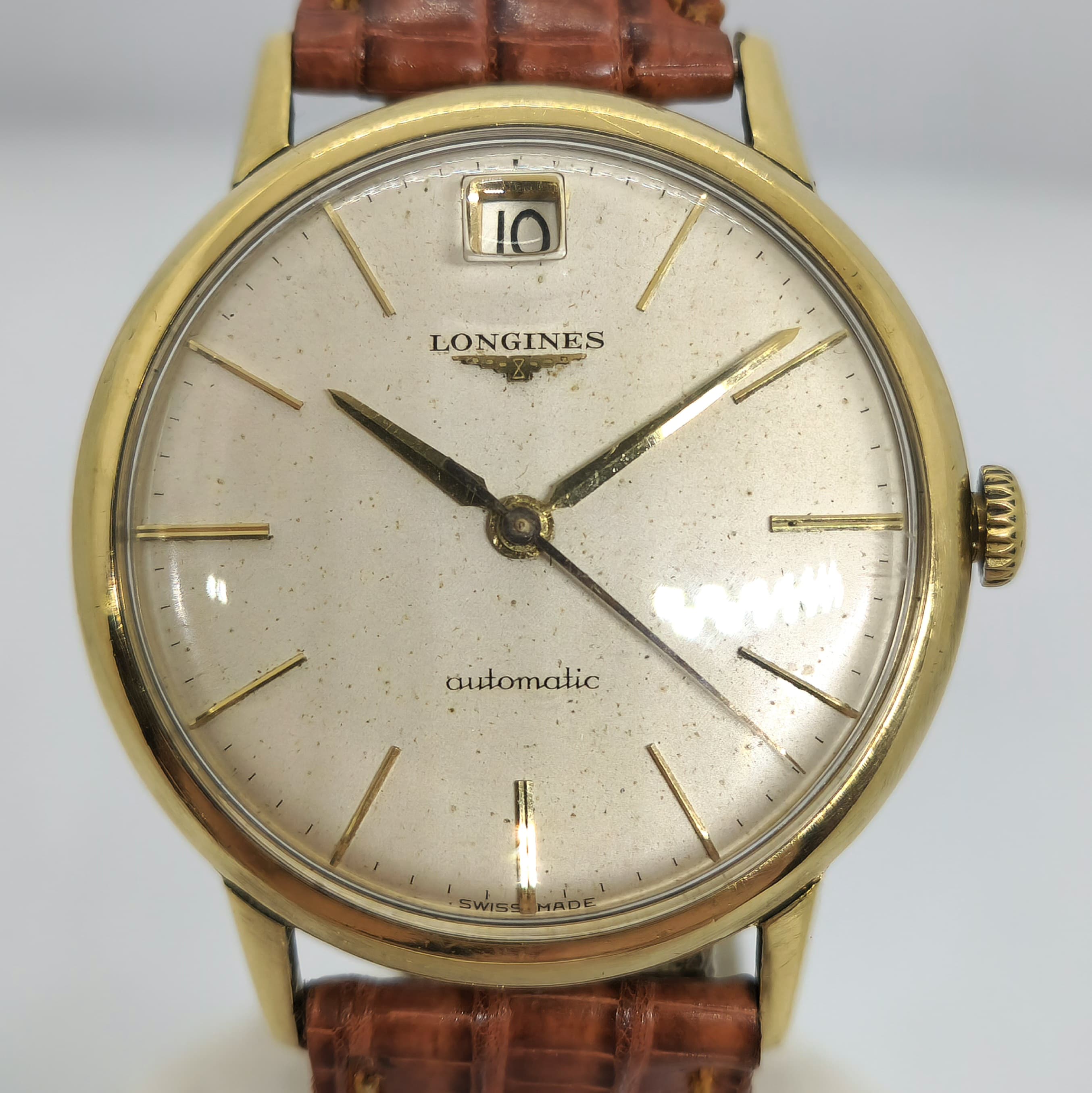Reloj Longines automático vintage chapado en oro con calendario en Joyería Recoleta