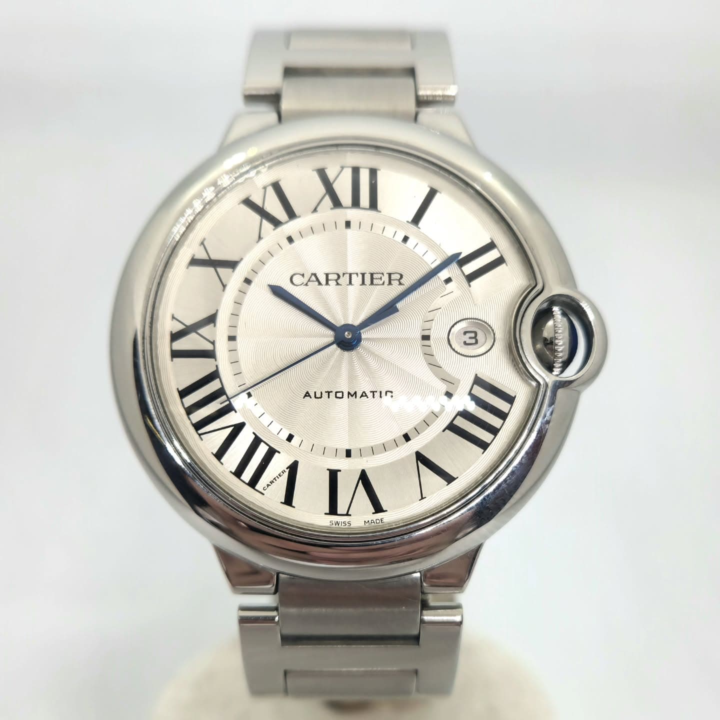 Reloj Cartier Ballon Bleu 42 automático en acero plateado con dial guilloché en Joyería Recoleta