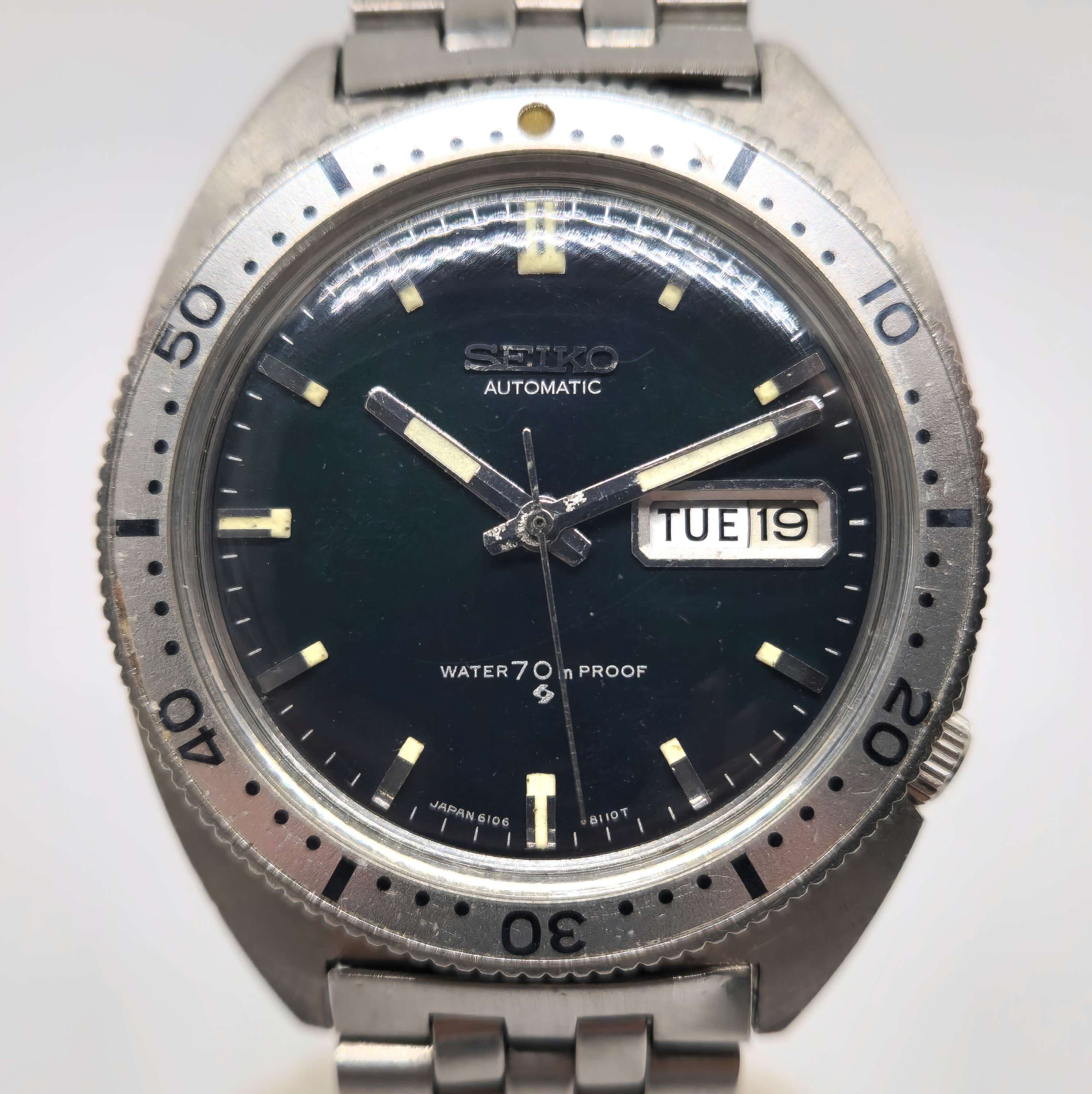 Reloj Seiko Diver automático vintage acero inoxidable esfera azul water proof en Joyería Recoleta