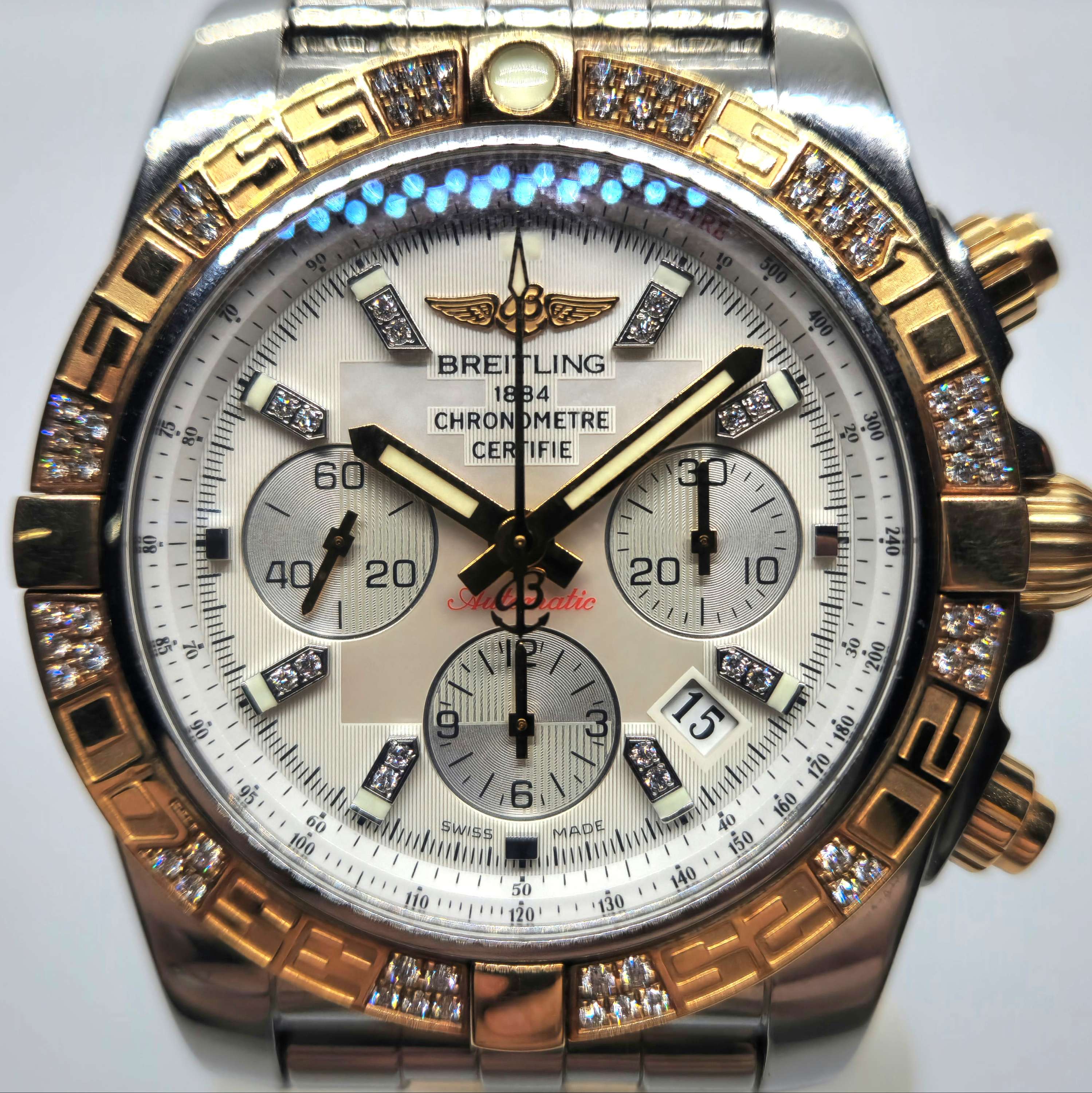 Reloj Breitling Chronomat 44 acero y oro rosa con brillantes en Joyería Recoleta