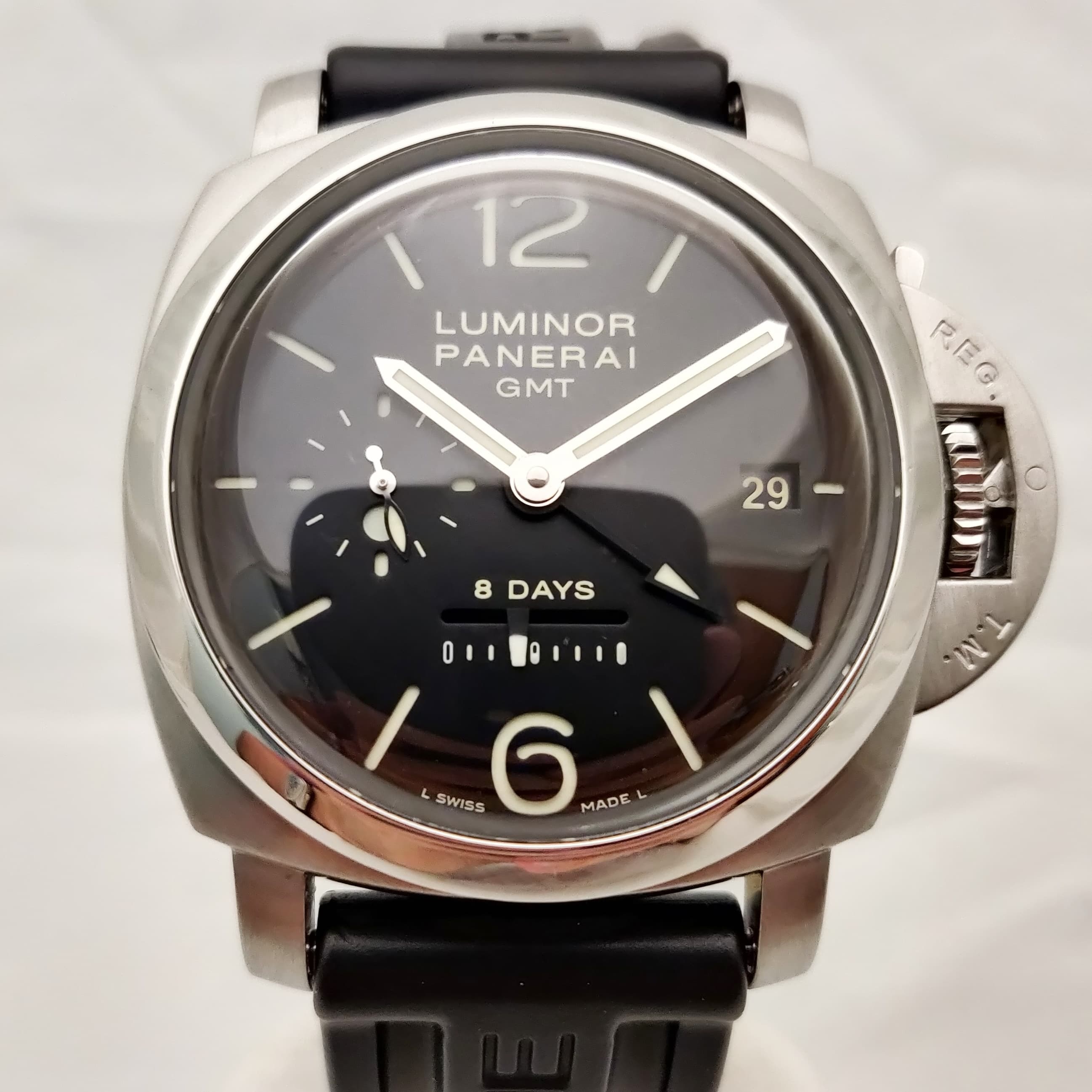 Reloj Panerai Luminor 1950 GMT acero inoxidable 8 días cuerda reserva en Joyería Recoleta