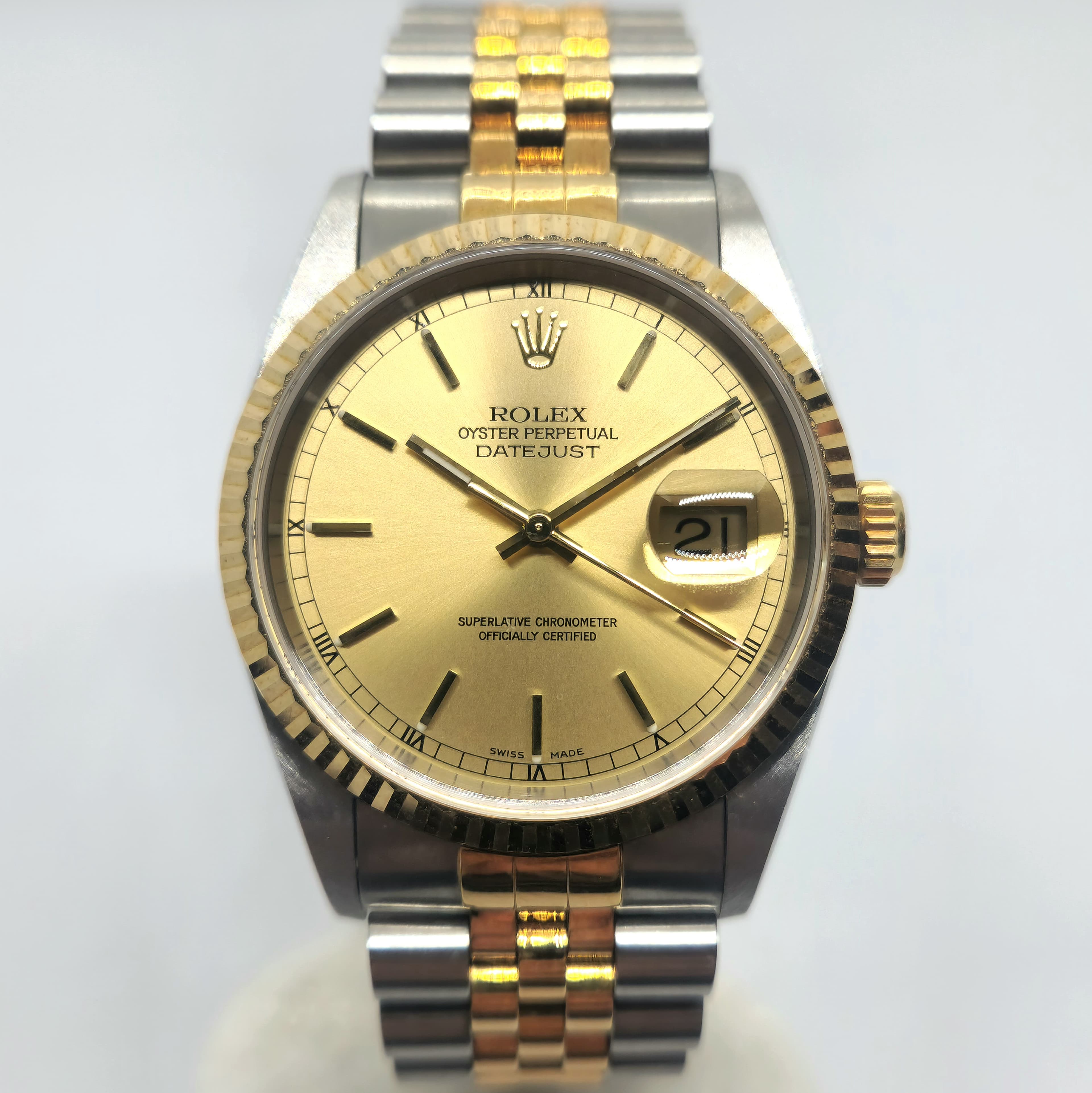 Reloj Rolex Datejust ref. 16233 acero y oro amarillo 18k con esfera champagne en Joyería Recoleta.