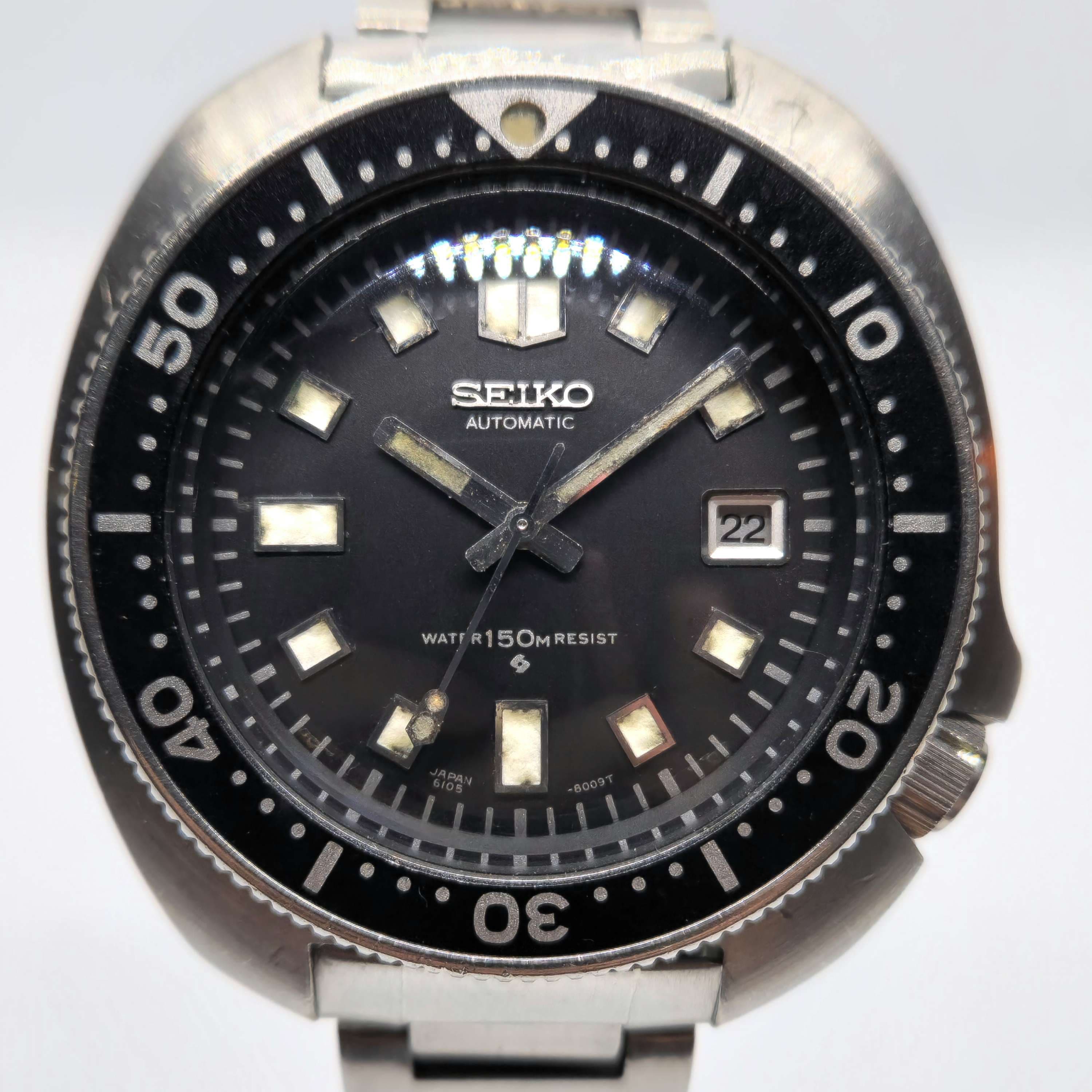 Reloj Seiko automático acero inoxidable diver 150m bisel negro en Joyería Recoleta