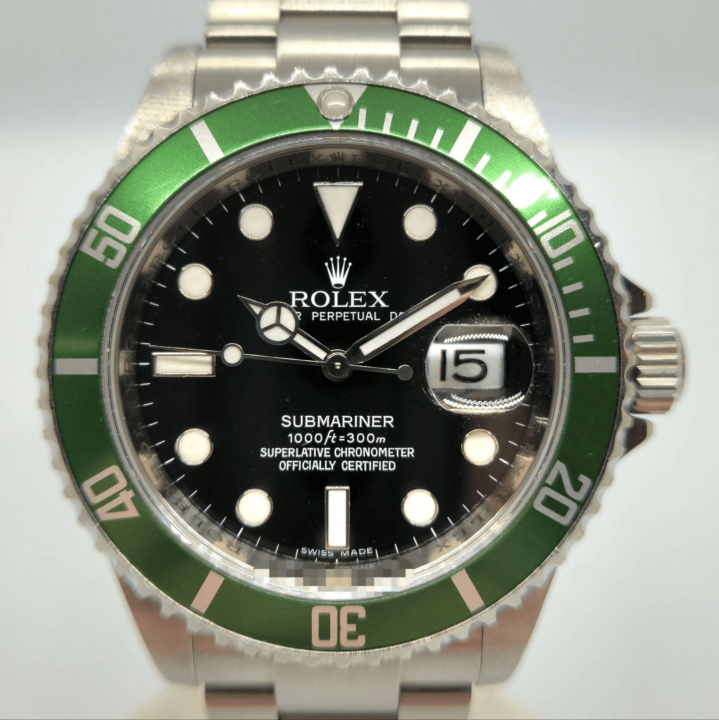 Reloj Rolex Submariner acero inoxidable con bisel verde y esfera negra en Joyería Recoleta