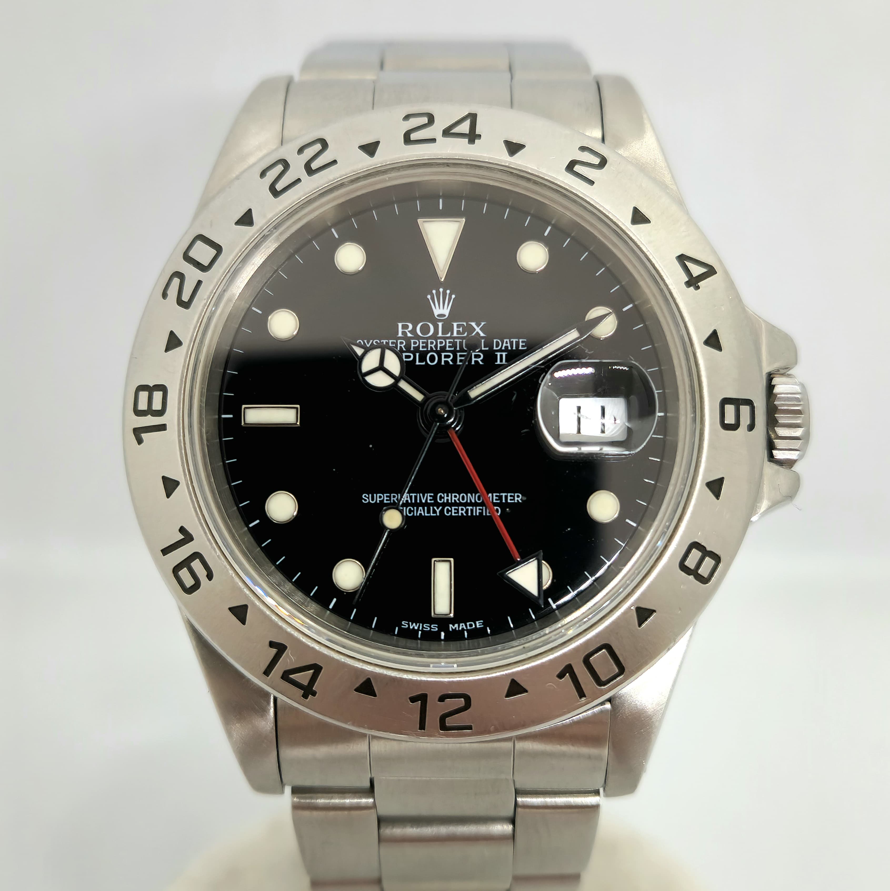 Reloj Rolex Explorer II ref. 16570 acero inoxidable esfera negra bisel 24 horas en Joyería Recoleta