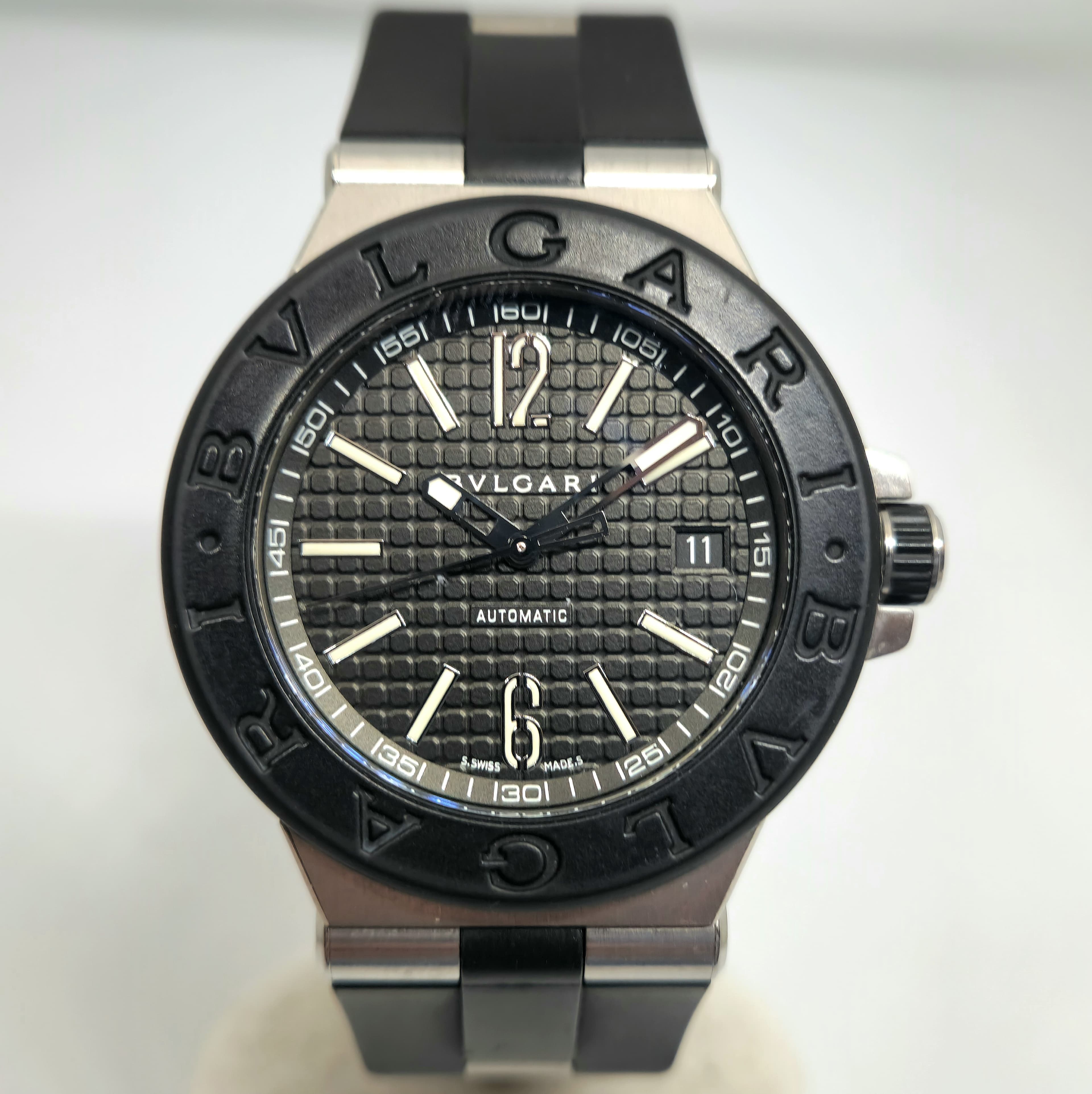 Reloj Bulgari Diagono automático acero y caucho negro con bisel cerámico en Joyería Recoleta