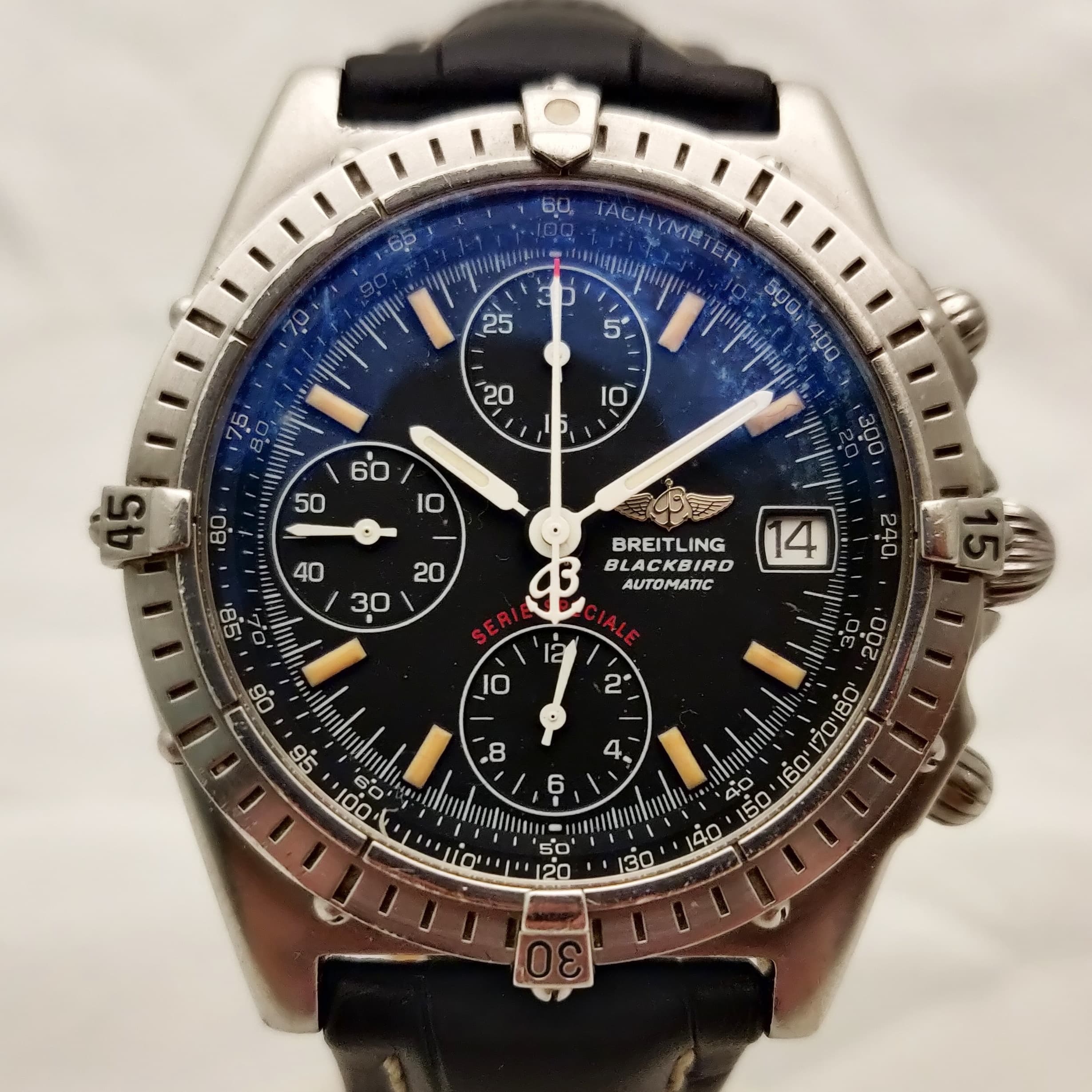 Reloj Breitling Blackbird Speciale acero inoxidable cronógrafo automático dial negro en Joyería Recoleta