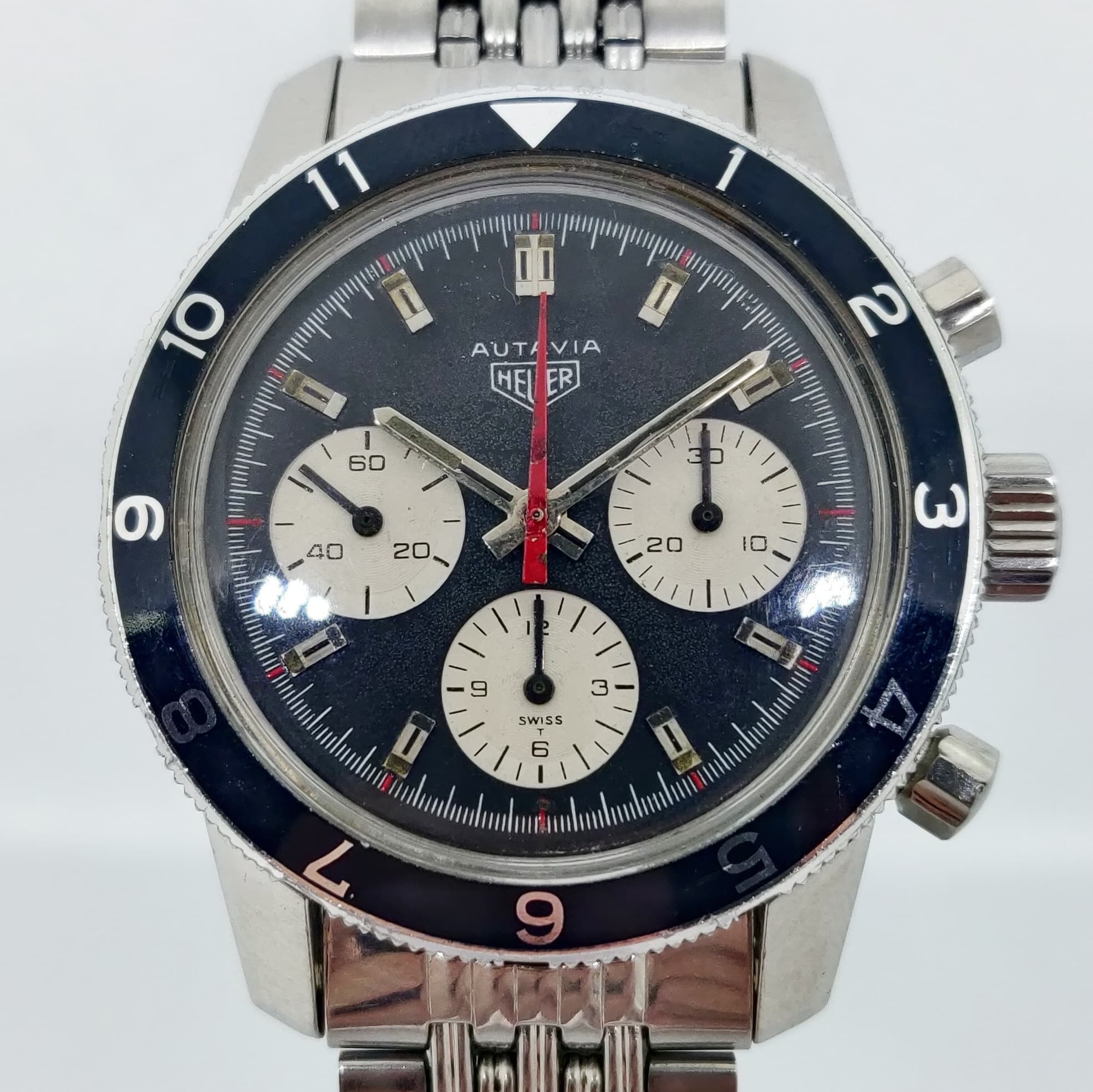 Reloj cronógrafo Heuer Autavia acero inoxidable dial negro tres contadores en Joyería Recoleta