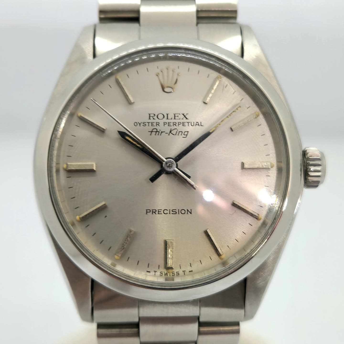Reloj Rolex Air-King ref. 5500 acero inoxidable esfera soleil plateada en Joyería Recoleta