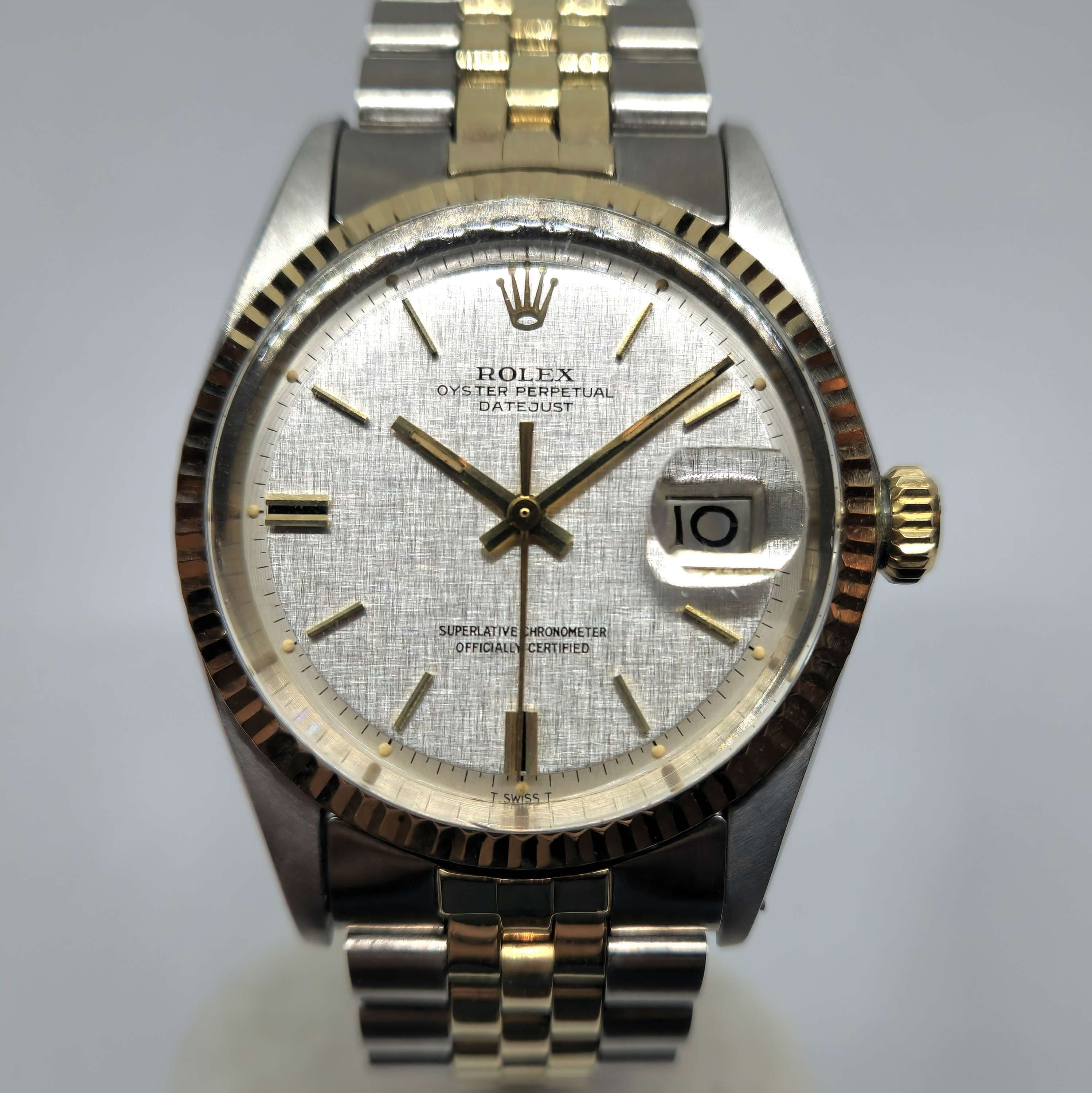 Reloj Rolex Datejust ref. 1603 bicolor acero y oro amarillo con esfera linen en Joyería Recoleta.
