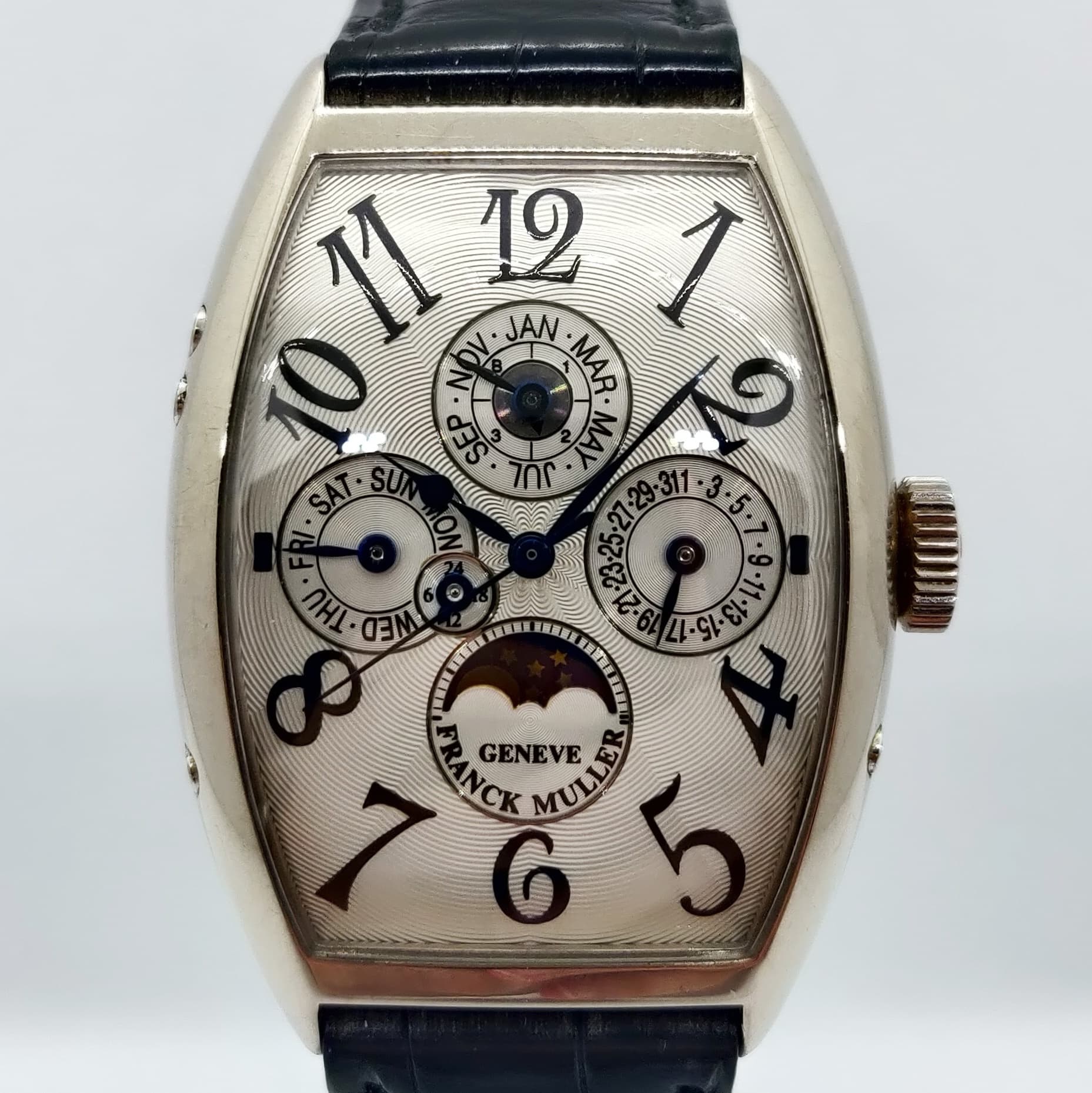 Reloj Franck Muller Master Complications calendario perpetuo en oro blanco con fase lunar en Joyería Recoleta