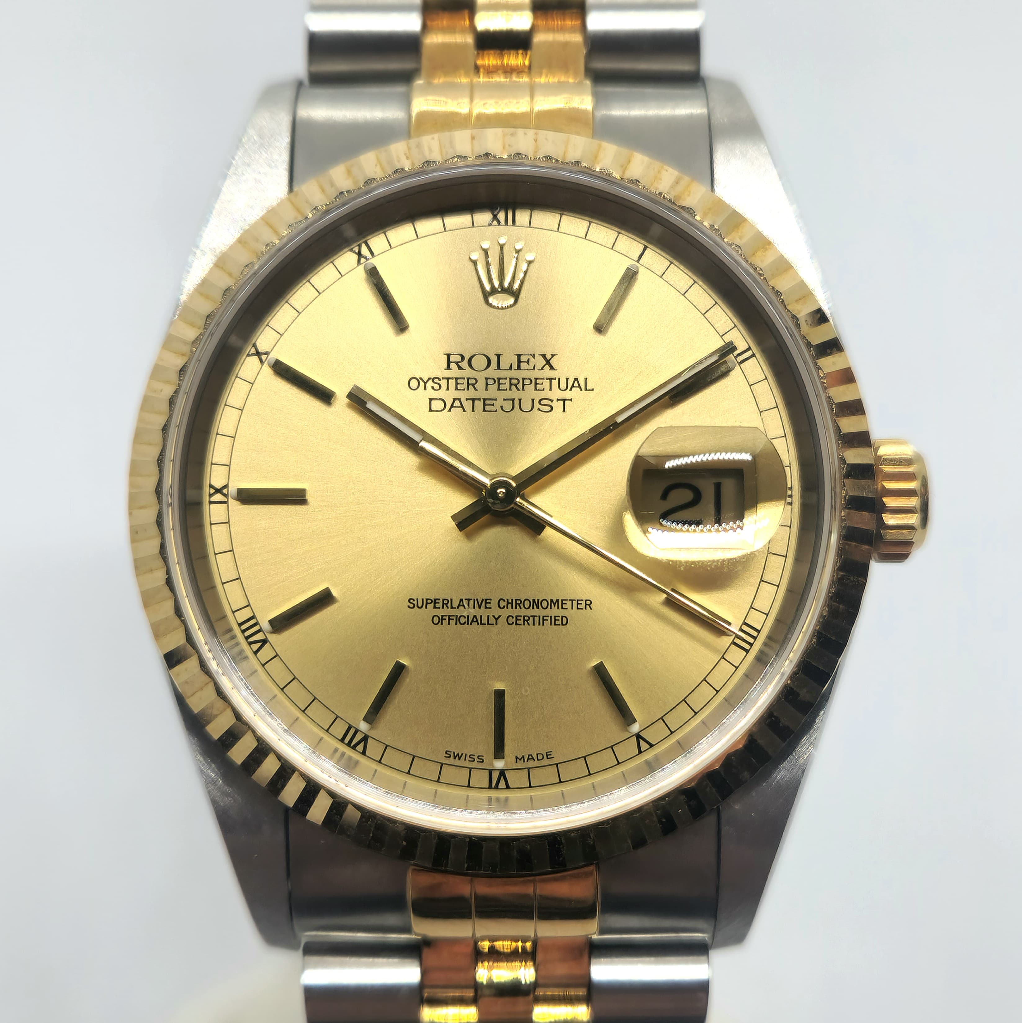 Reloj Rolex Datejust ref. 16233 bicolor acero y oro amarillo con esfera champagne en Joyería Recoleta