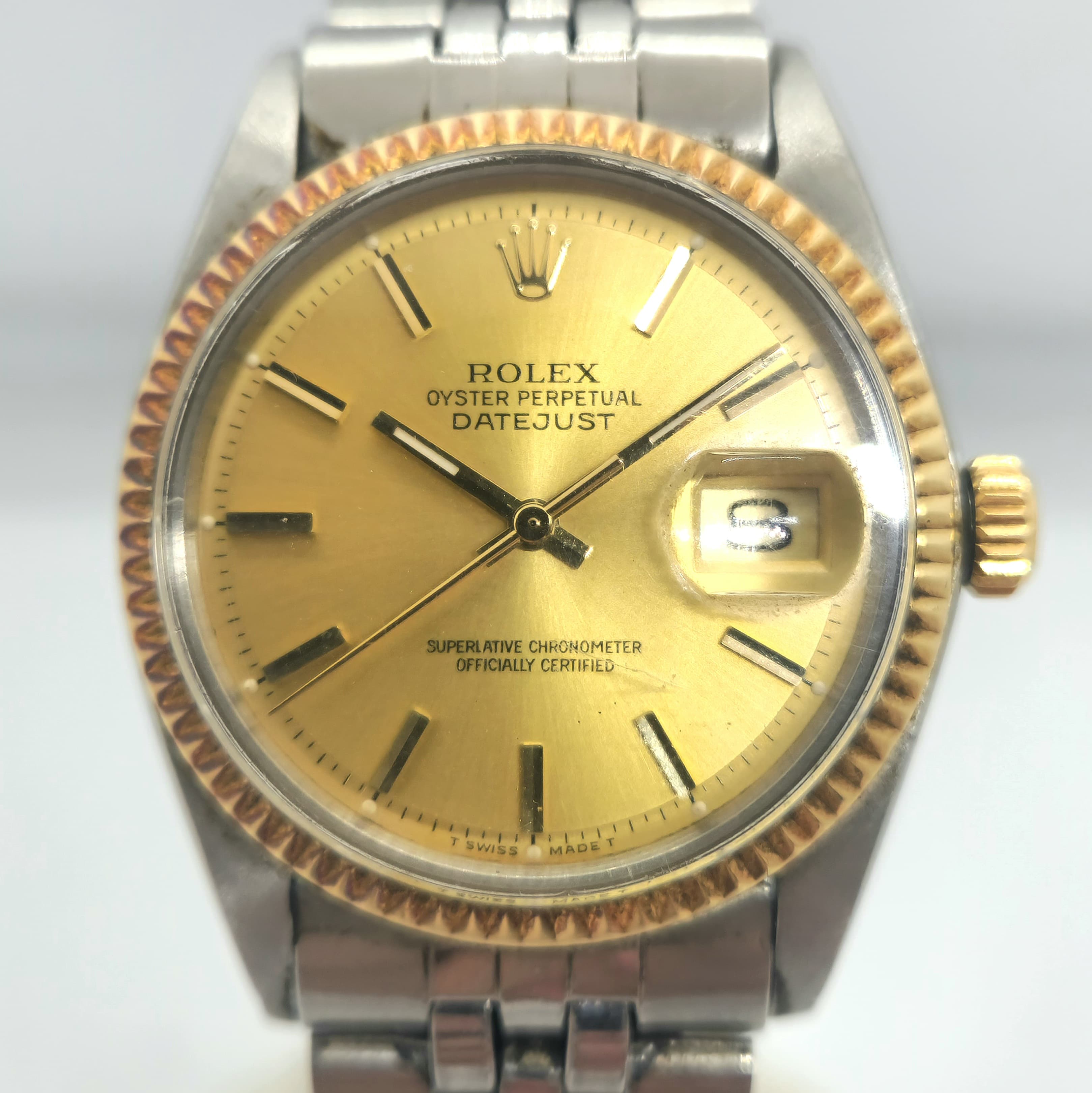 Reloj Rolex Datejust ref. 1601 bicolor acero y oro amarillo con esfera champagne en Joyería Recoleta.