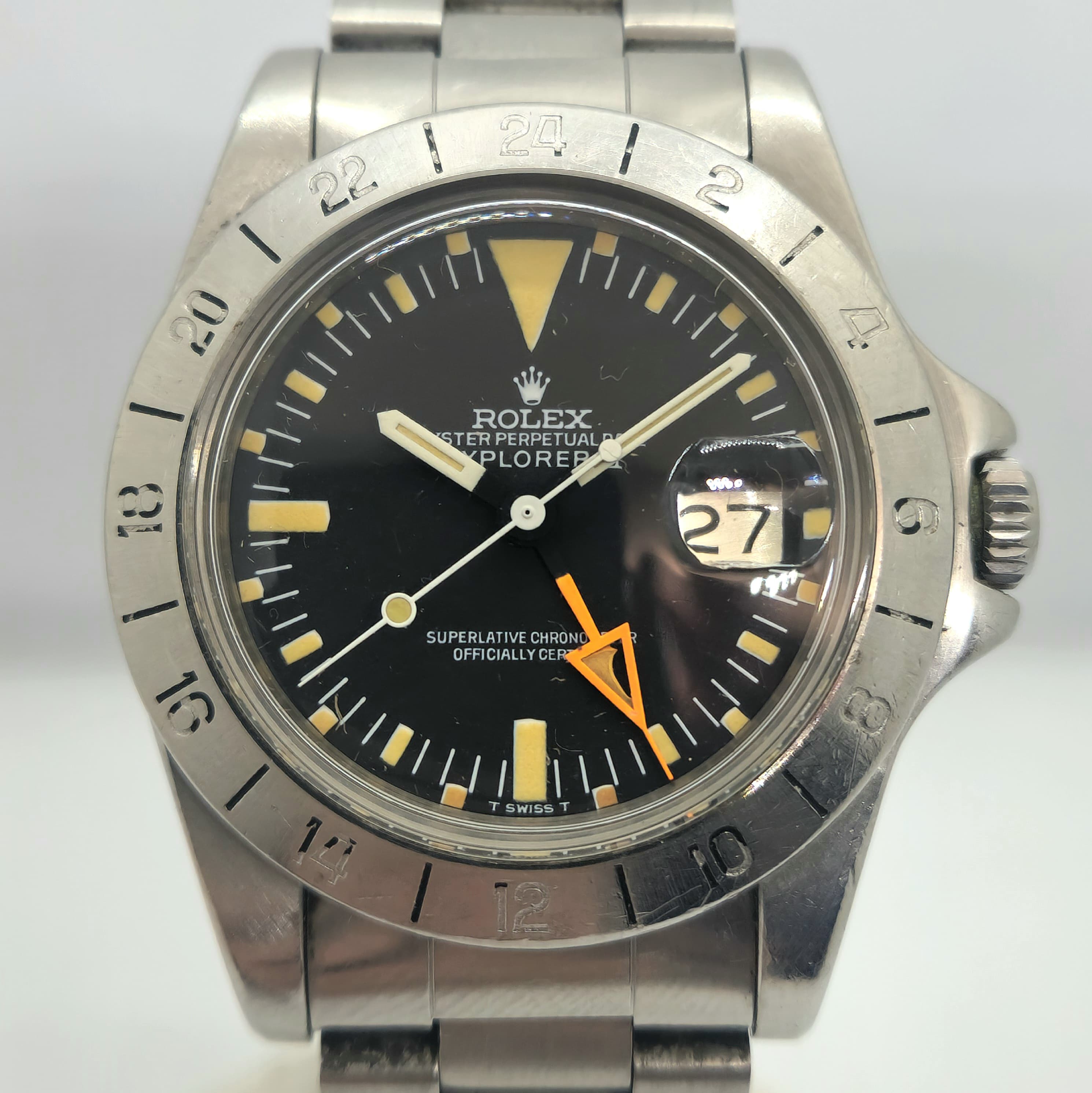 Reloj Rolex Explorer II ref. 1655 en acero inoxidable con esfera negra y aguja GMT naranja en Joyería Recoleta