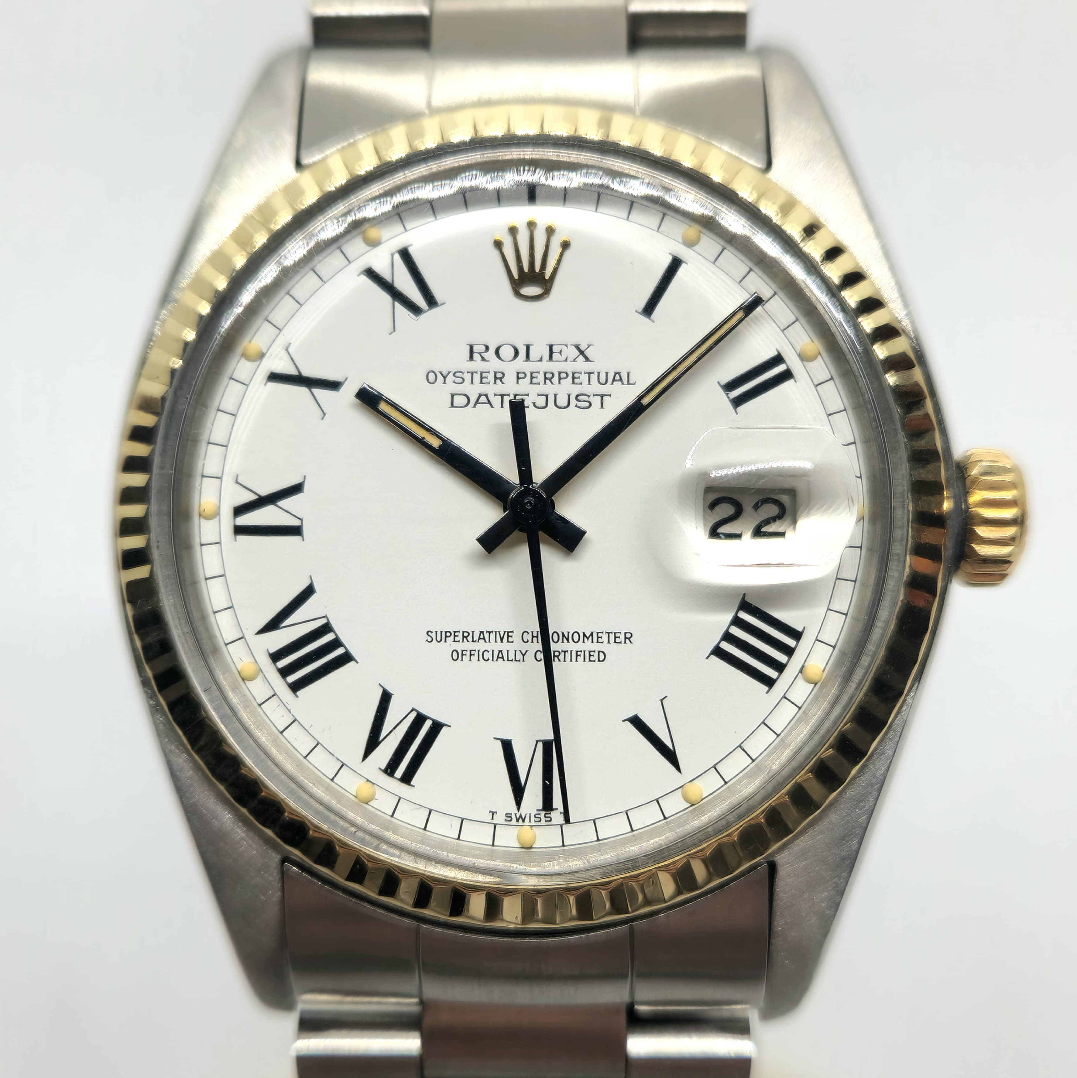 Reloj Rolex Datejust ref. 16013 acero y oro amarillo esfera blanca romana en Joyería Recoleta